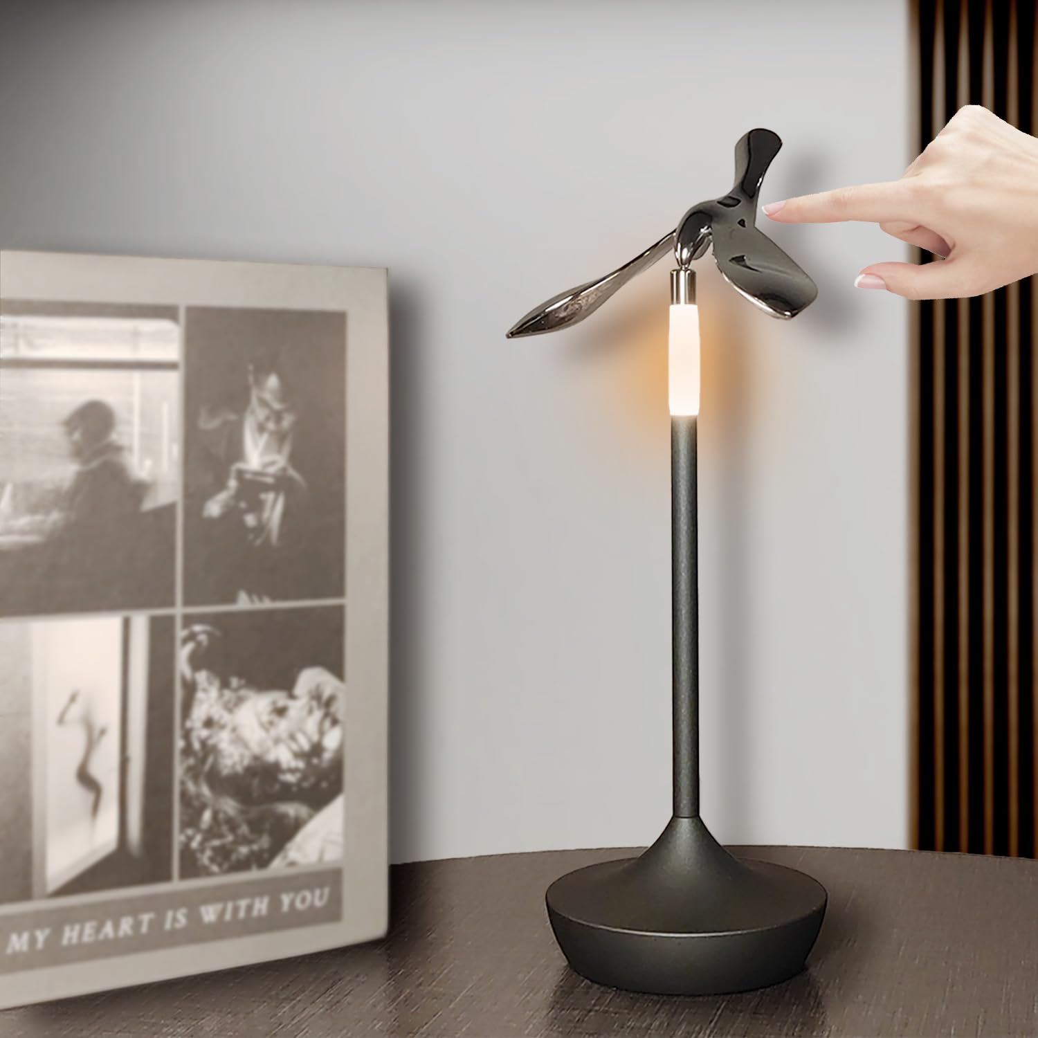 Yoowarm Small Cordless Table Lamp,Rechargeable Led With Funny Bird Corkscrew,Touch Dimmable Bedside For Restaurants And Dining Home Indoor/Outdoor, Children'S Day, Mother'S Day ,Art Deco Lamps, Bar