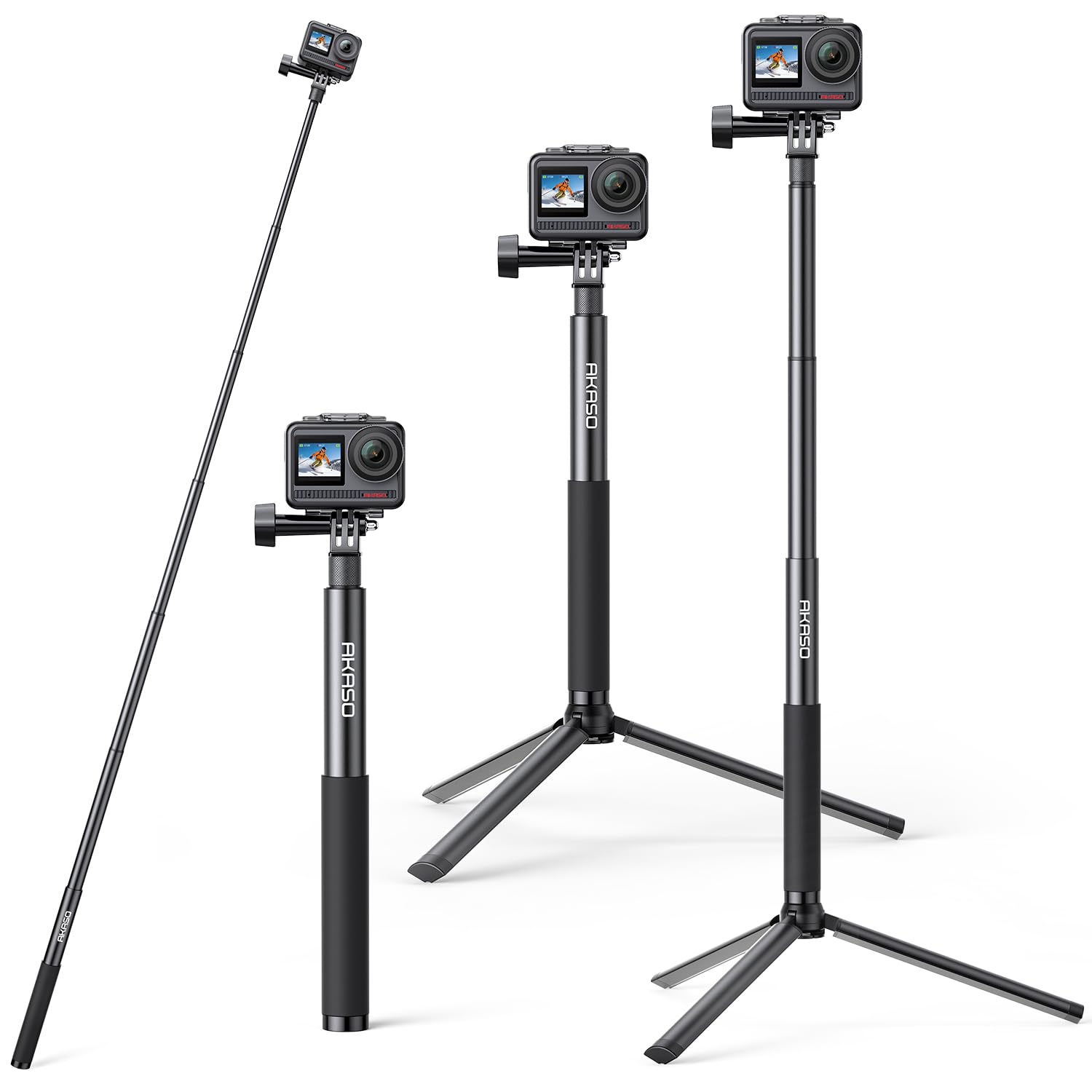 Akaso 1.2M Extendable Selfie Stick And A Tripod Stand Action Camera Accessories Compatible With Ek7000/Brave 4/Brave 7 Le/Brave 7/V50X/V50 Elite/Gopro Hero 12/11/10/9/8/7/Max/Dji Osmo Action