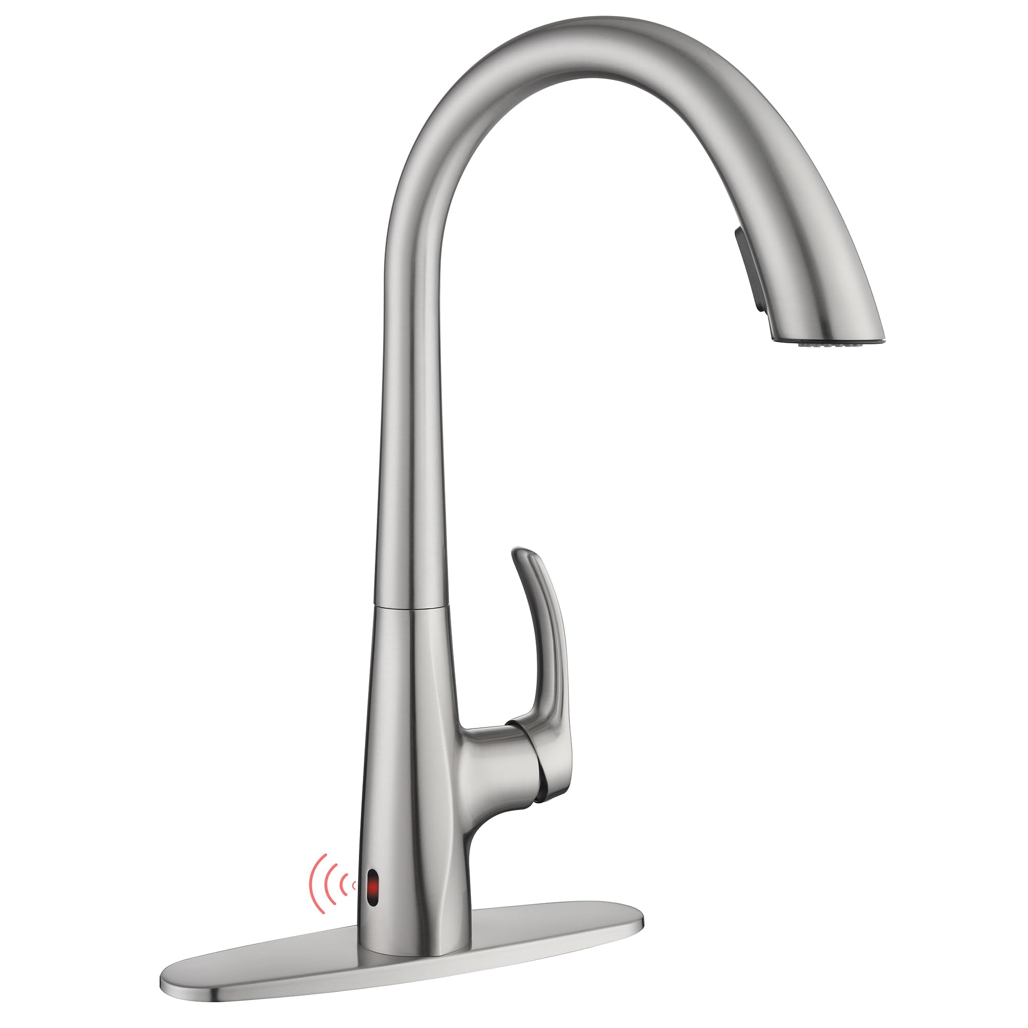 Jxmmp Touchless Pull Down Kitchen Sink Faucet, Brushed Nickel Activated Smart Motion Sensor Kitchen Faucet Single Handle, Stainless Steel Hands Faucet With Sprayer For Kitchen Sink