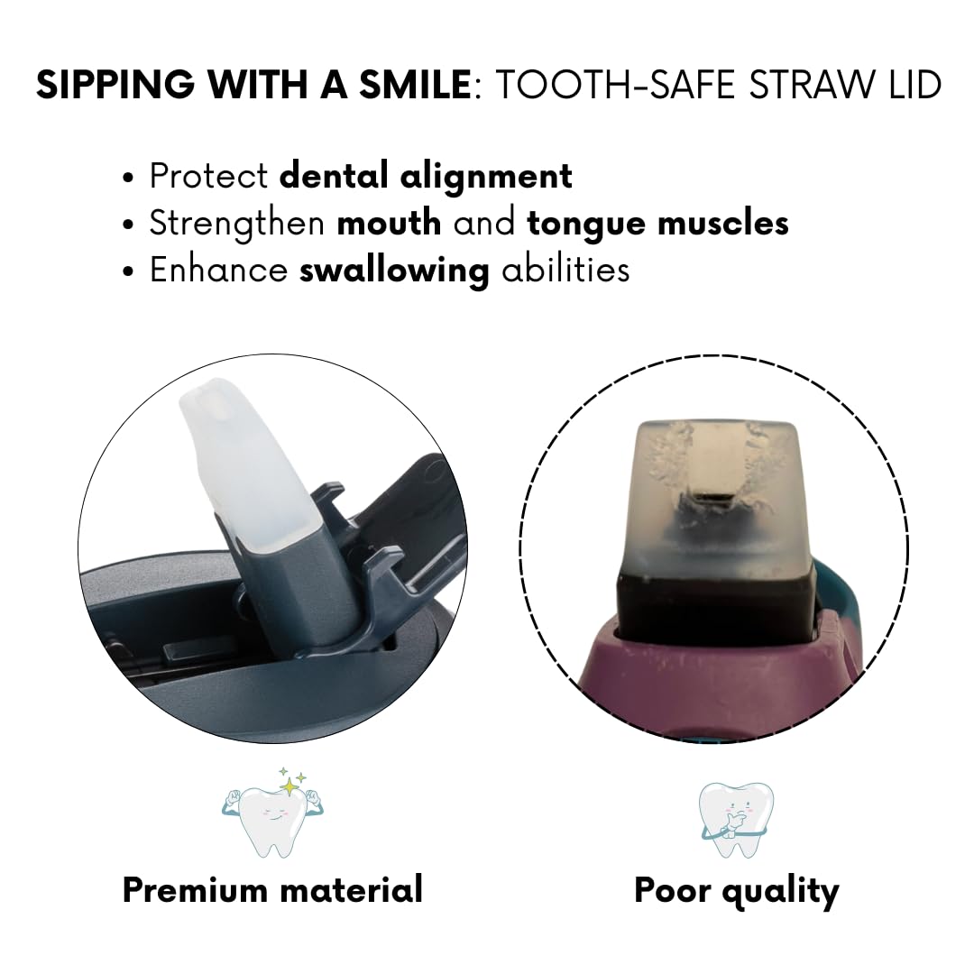 Melow 12 Oz Kids Water Bottle, Stainless Steel Insulated With Straw And Chug Lid, 2 Lids