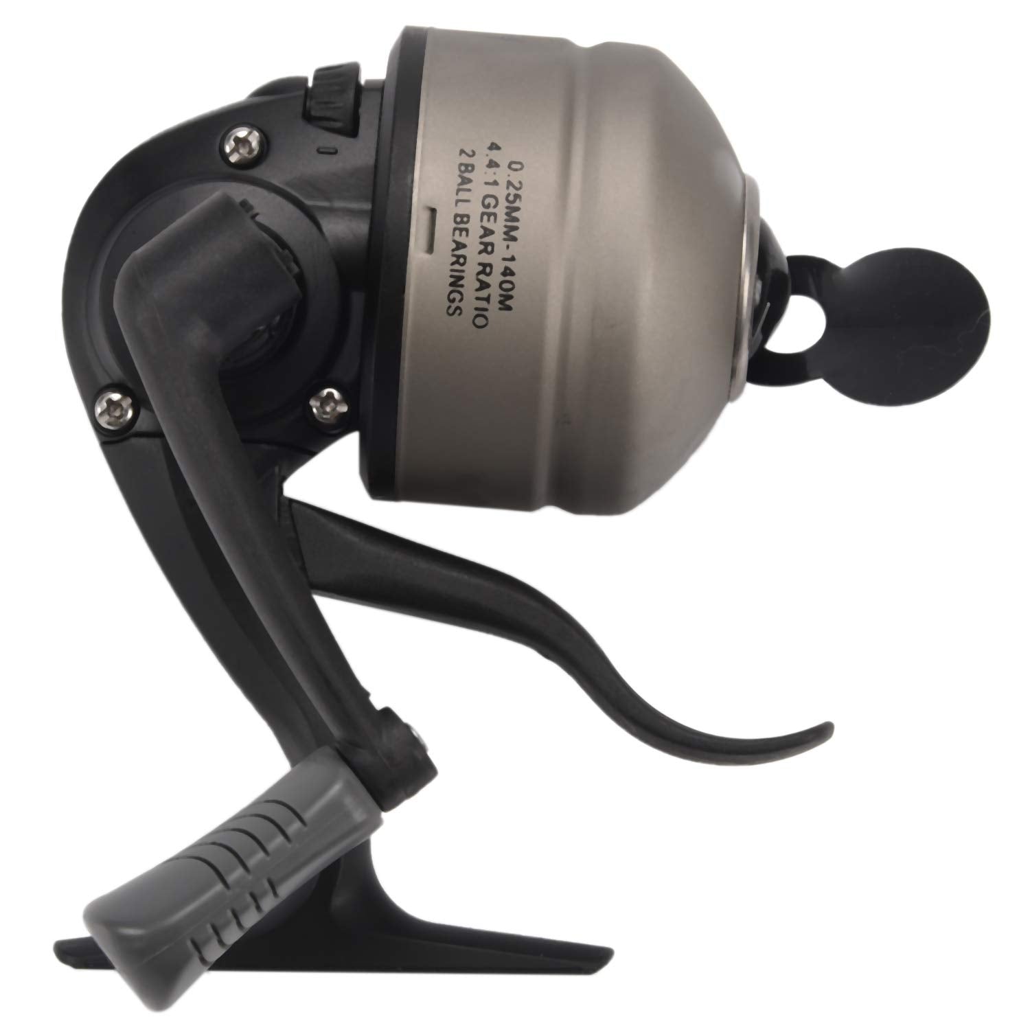 Doumneou Black & Silver Spincast Fishing Reel, 2Bb 4.4:1 Gear Ratio, Ambidextrous, Baitcasting Technique, Ocean & River Fishing