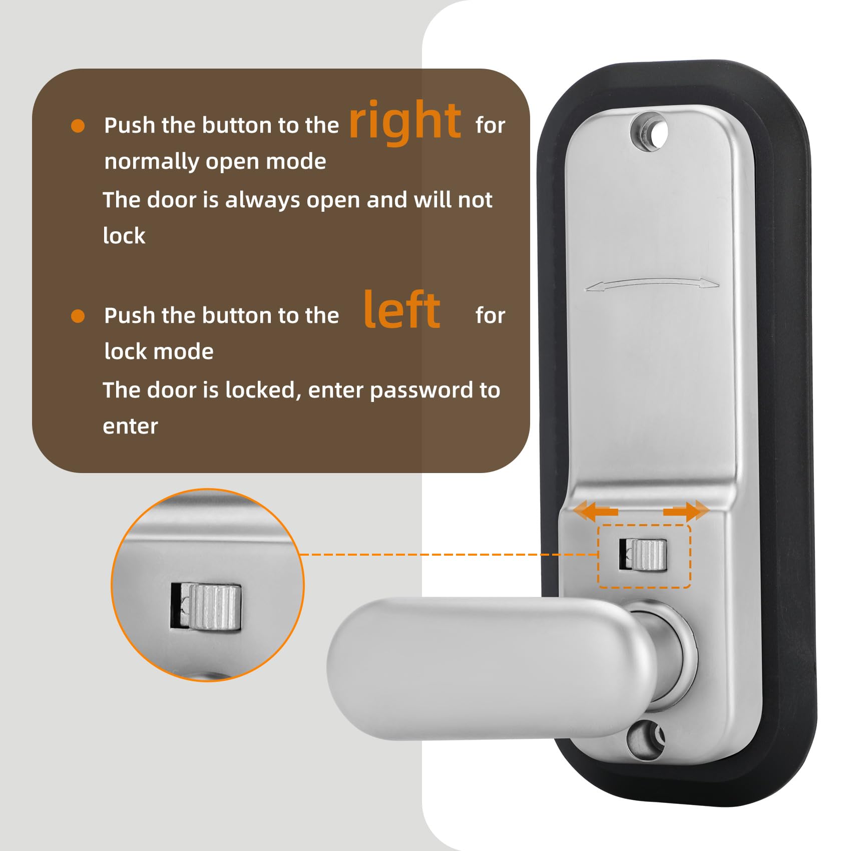 Casmer Mechanical Keyless Entry Door Lock,Outdoor Keyless Gate Lock Waterproof And Sun Proof,Mechanical Door Lock,Auto Lock, No Electronic(Silvery,Large Cushion)