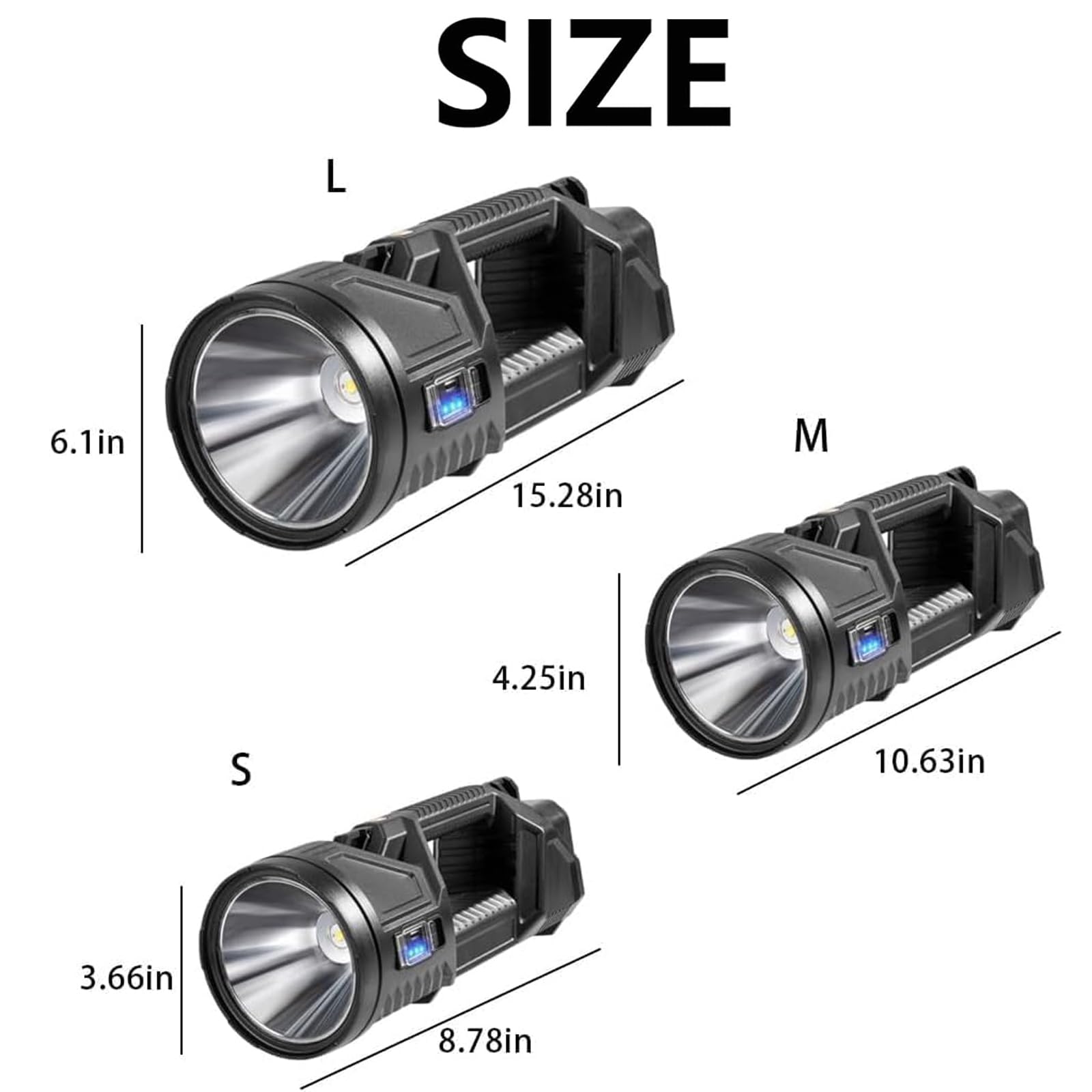 Fetnhu German 1000000 Lumens Waterproof Spot Lights Handheld Large Searchlight, Asaruley Light, Spot Lights Outdoor Handheld, Rechargeable Solar Utility Flashlight (M)