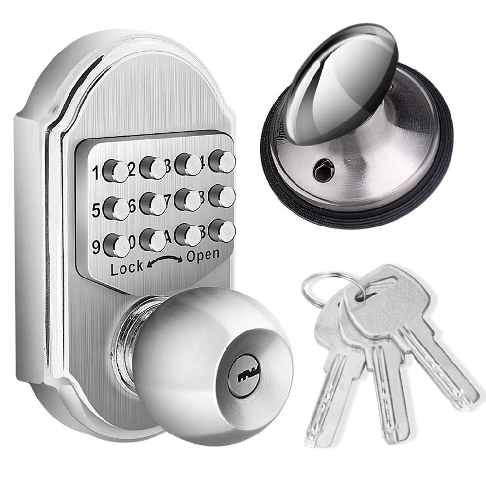 Bravex Keyless Entry Door Lock Deadbolt Keypad Sabbath Lock Stainless Steel 100% Mechanical Pass Code/Key No Risk Of Low Power