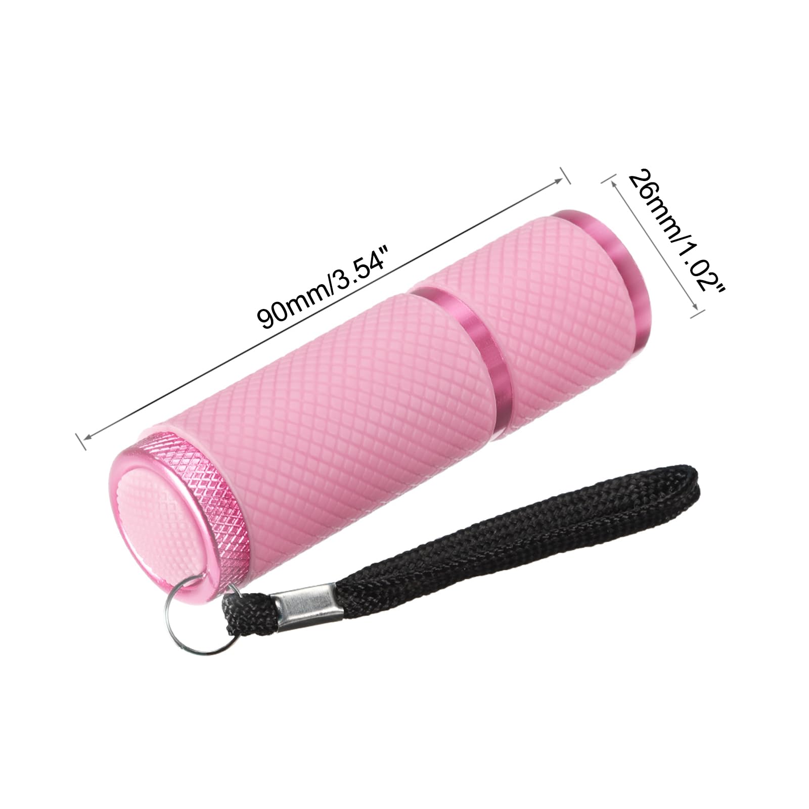 Patikil 9 Led Glow In Dark Flashlights, Mini Aluminum Flashlight Rubber Coated Flashlight With Strap For Camping, Hiking, Party, Pink