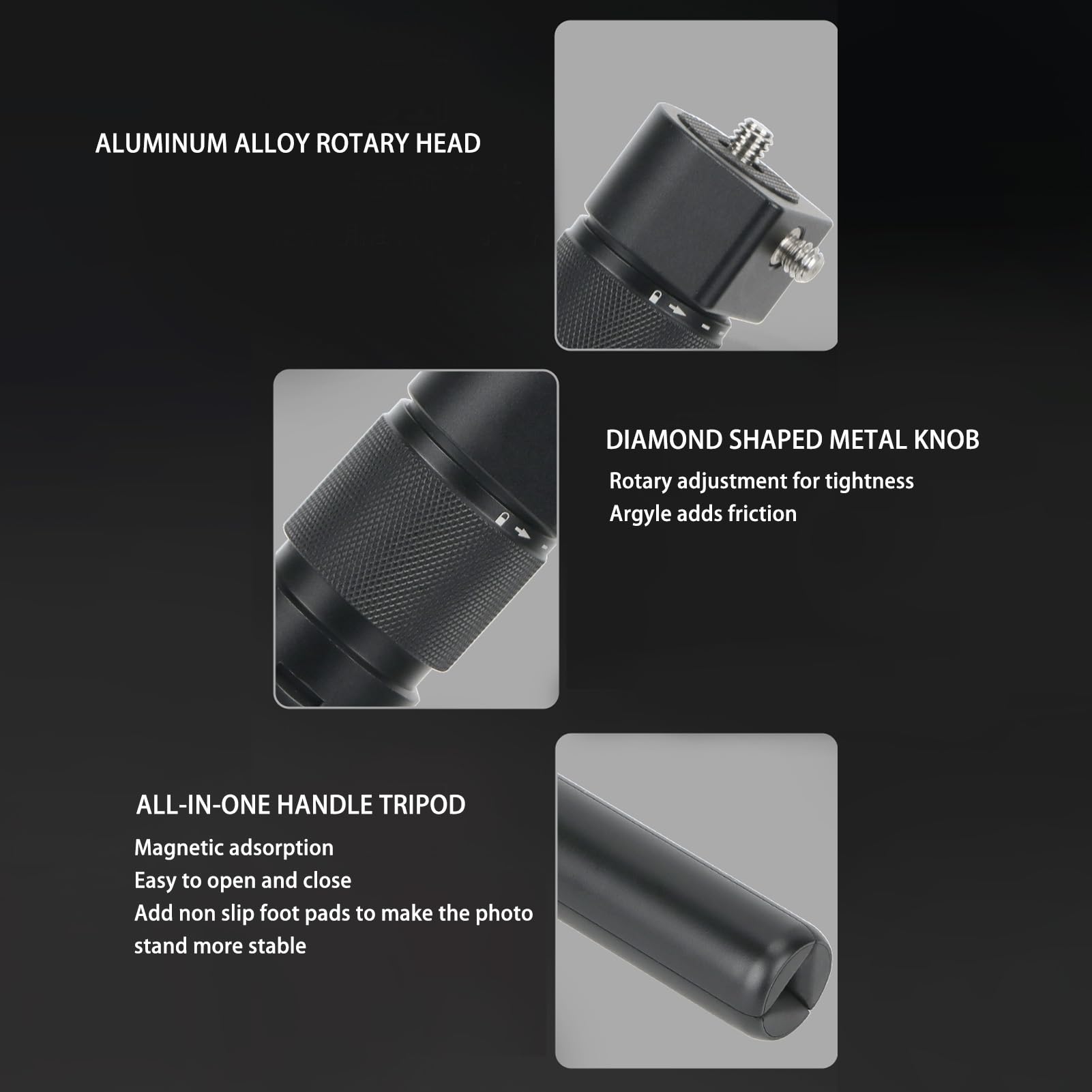 Bewinner Time Handle Universal - 360° Rotating Adjustable Foldable Tripod Aluminum Alloy For Insta360 One X3 One X2 One R One X One Evo Action