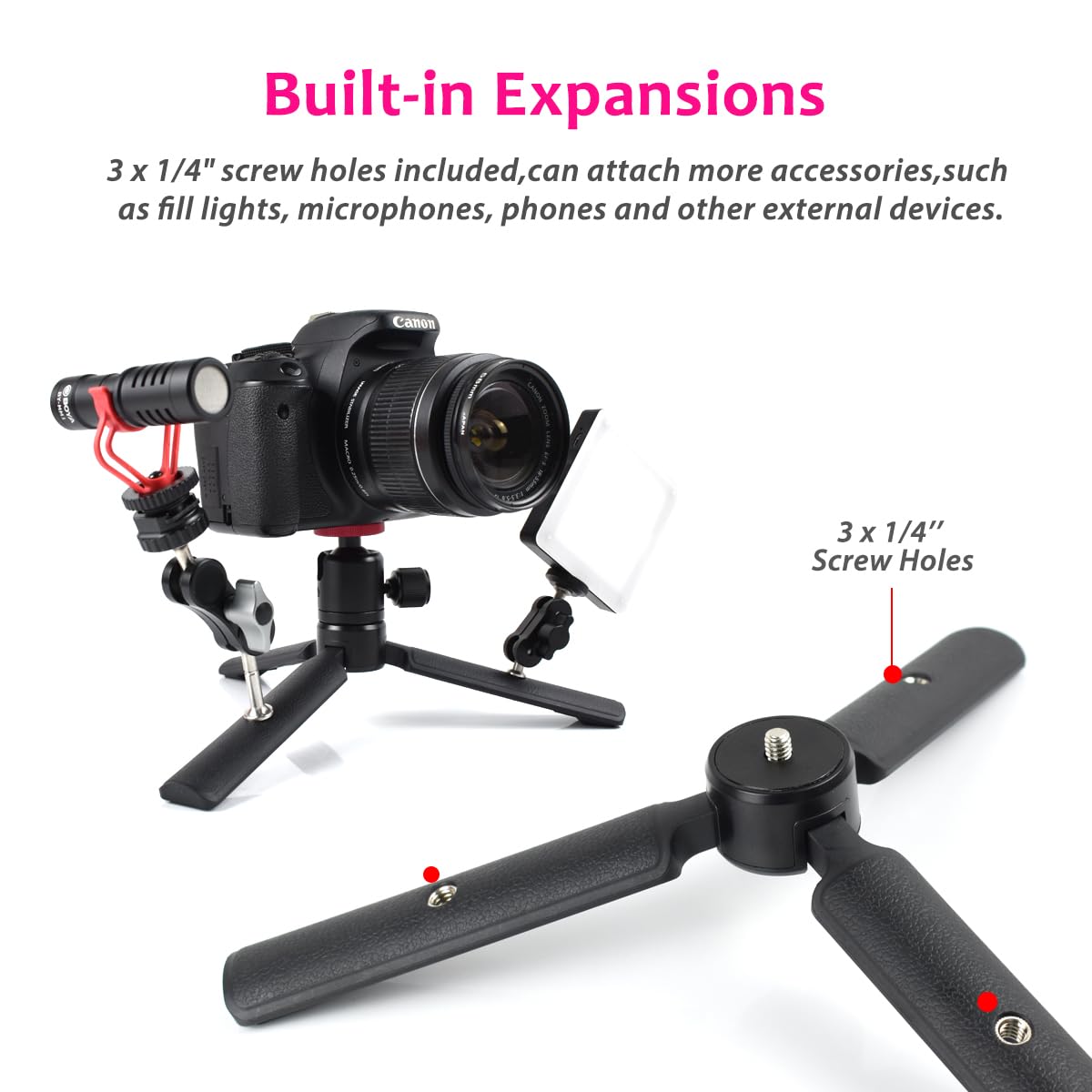 Akeipho Mini Tabletop Tripod For Gimbal/Dslrs, Desktop Tripod Stand Handle Grip For Dji Ronin S/Sc, Zhiyun Weebill S/Smooth, Osmo Mobile With Extended 1/4" Screw Holes