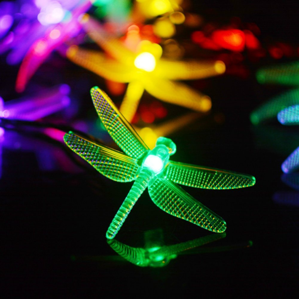 Eonsmn Solar Dragonfly String Lights, Waterproof Fairy Decorative Lighting For Home Outdoor Garden Patio Holiday And Wedding (Multi-Colored)