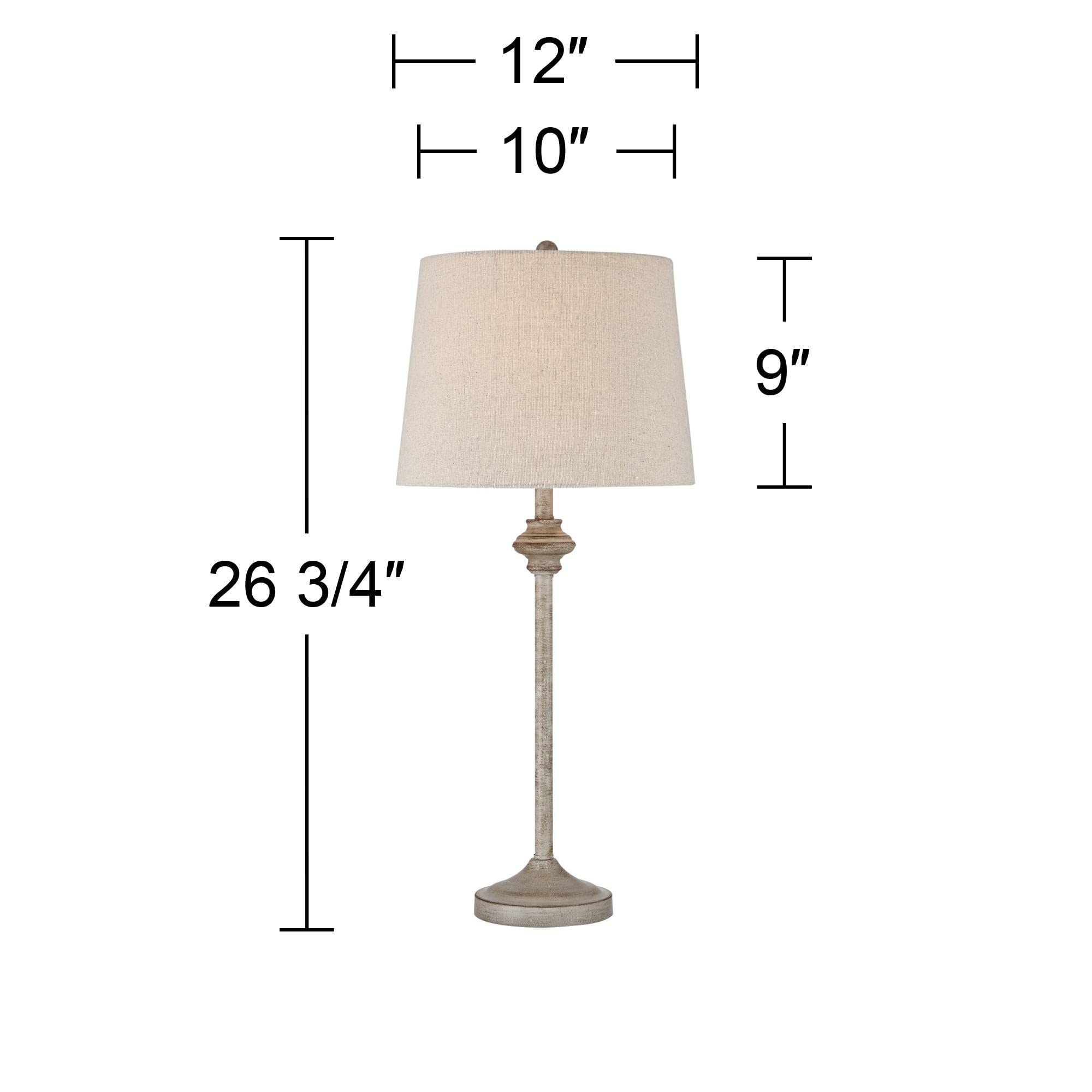 360 Lighting Lynn Country Cottage Rustic Buffet Table Lamps 26 3/4" Tall Skinny Set Of 2 Light Beige Wood Oatmeal Fabric Tapered Drum Shade For Living Room House Home Dining Office Entryway Family