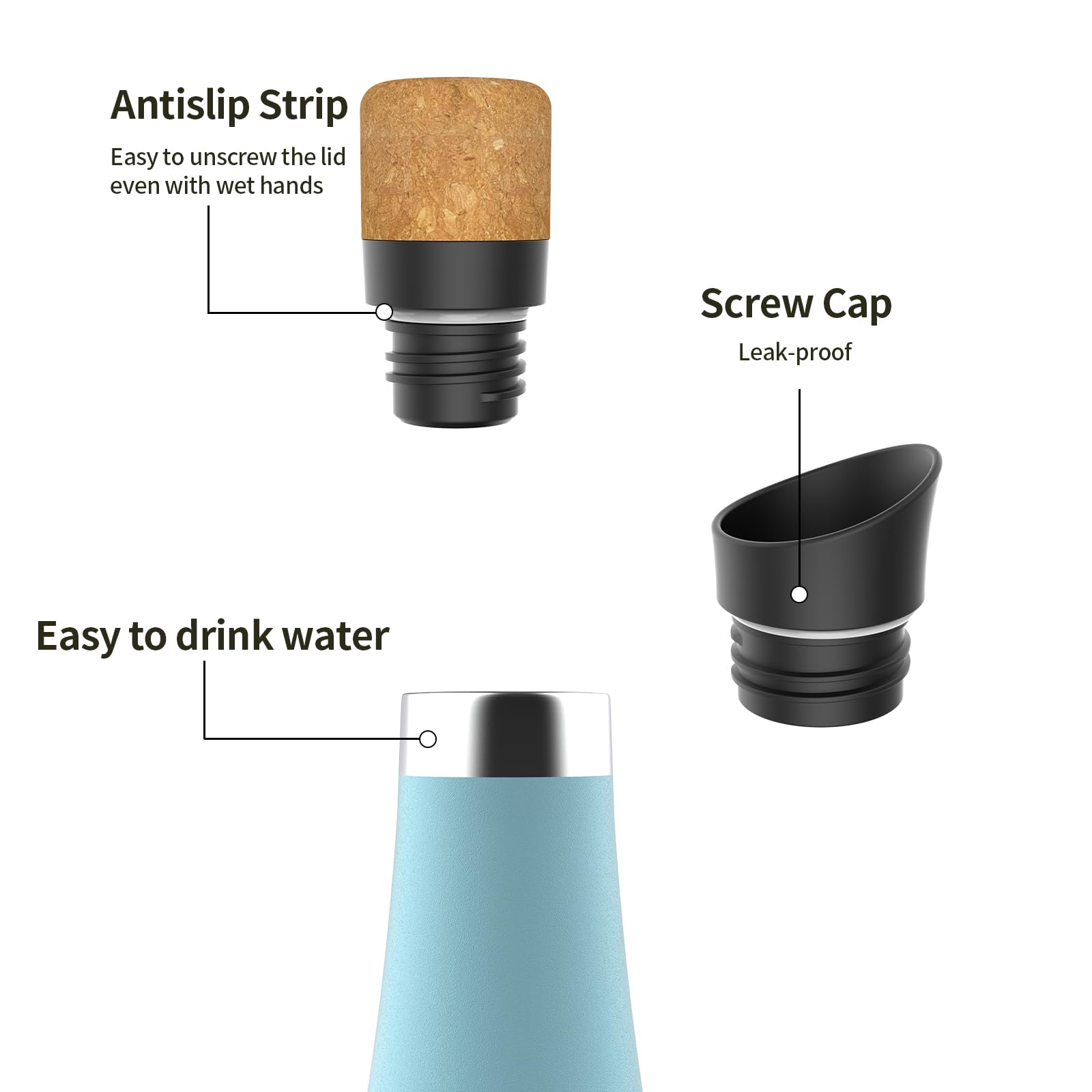 Wine Bottle - 700Ml Insulated Stainless Steel Wine Bottle With Vacuum Sealed Lid (Light-Blue, 700Ml)