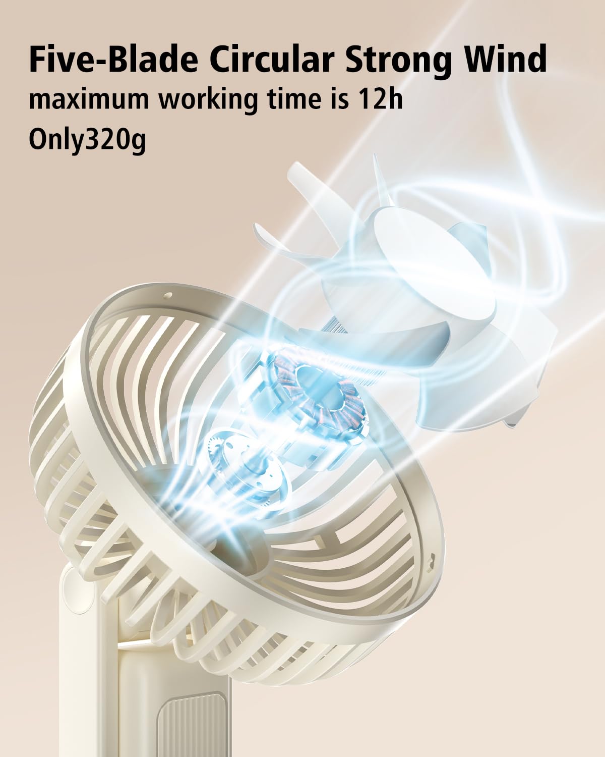 Oatsbasf Handheld Fan With 3 Speeds,90°Auto-Swinging,Ultra-Quiet,Rechargeable Personal Fan With Clip