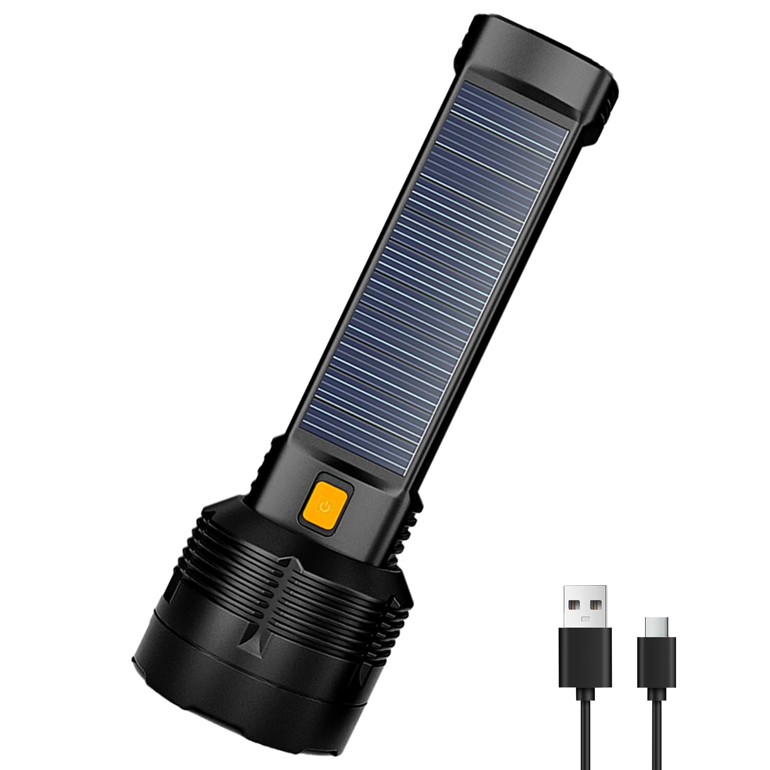 Mviocs Led Flashlight Solar/Rechargeable, Powerful Flashlight Torch With 3 Modes, Super Bright Small Led Flash Light Waterproof,Adjustable Brightness For Camping,Outdoors,Emergency