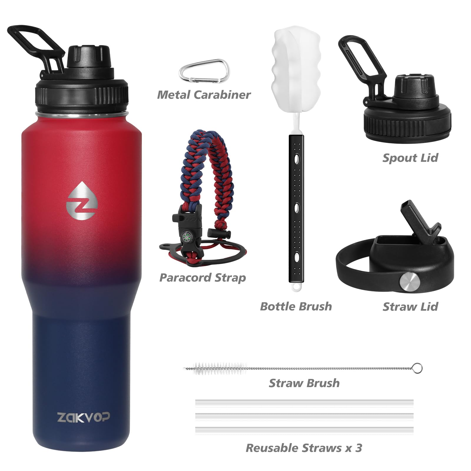 32Oz Insulated Tumbler, Insulated Water Bottle With Straws And Two Lids, Stainless Steel Tumbler