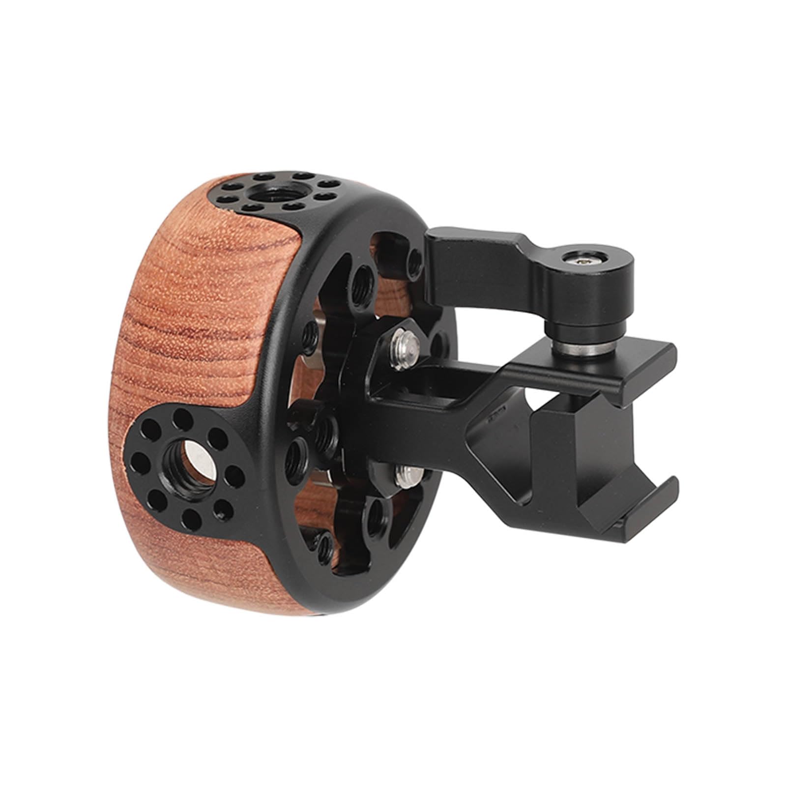 Acouto Wooden Round Side Handle G With Quick Release Rail Rod Clamp For Camera Camera Stabilizer Rig Handle Handg For Slr Mirrorl Camera