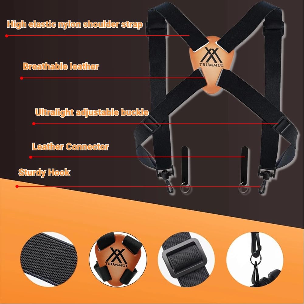 Trummul Binocular Harness Strap Best Chest Harness Strap For Hunters Photographers And Golfers (Black)