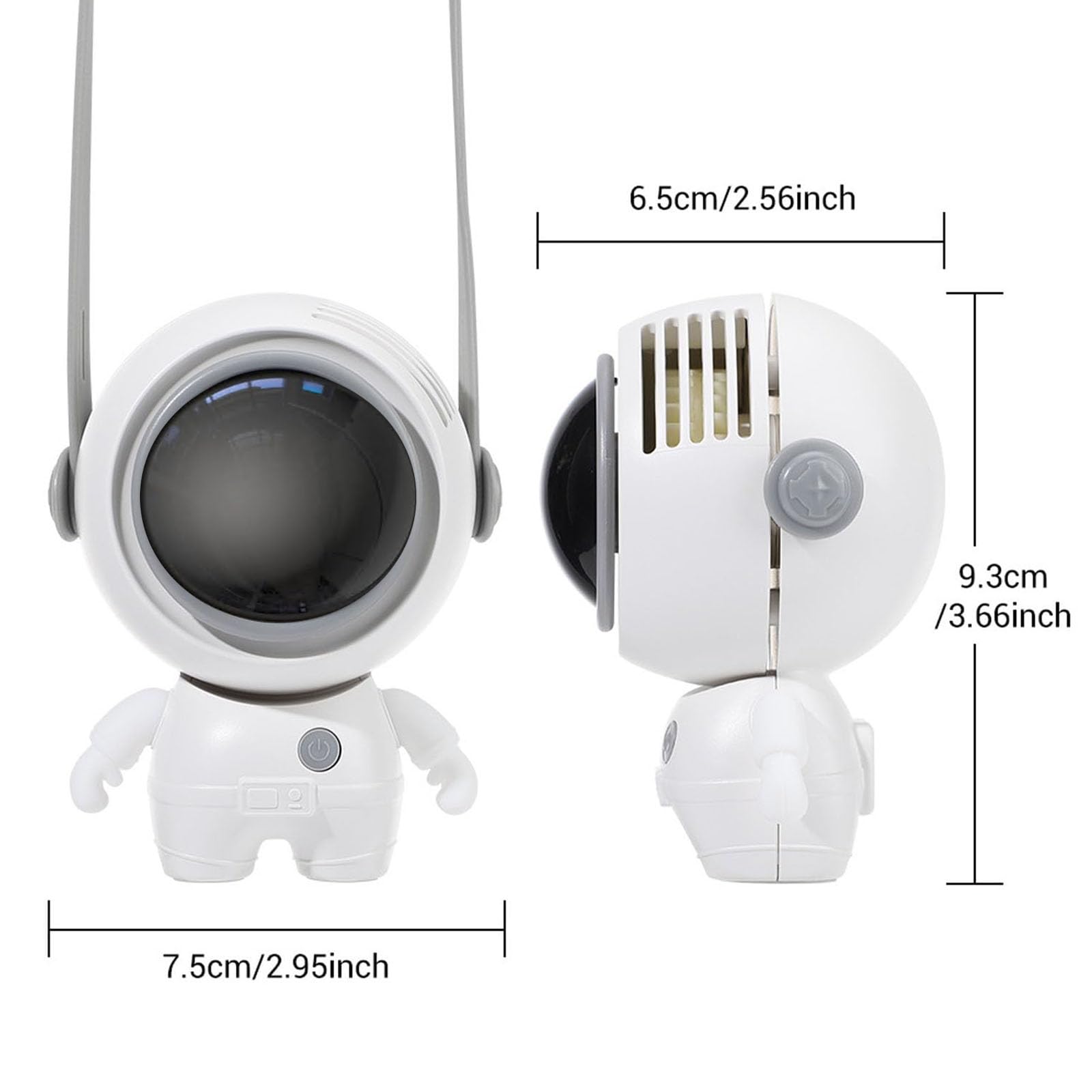 Portable Neck Fan, Powerful Handheld Fan, 3 Speeds Usb Rechargeable, Cute Astronaut Design,Mini Cool