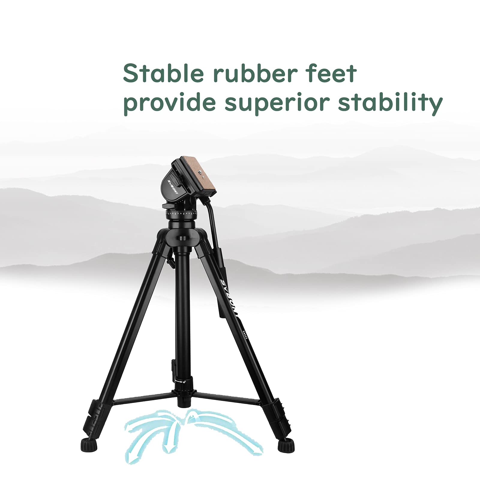 Svbony Sa402 Tripod, Fluid Head Aluminum Travel Tripod With 1/4 Inch Quick Shoe Plate For Spotting Scope And Digital Slr Dslr Cameras Camcorder, Load Up To 13.2 Pounds