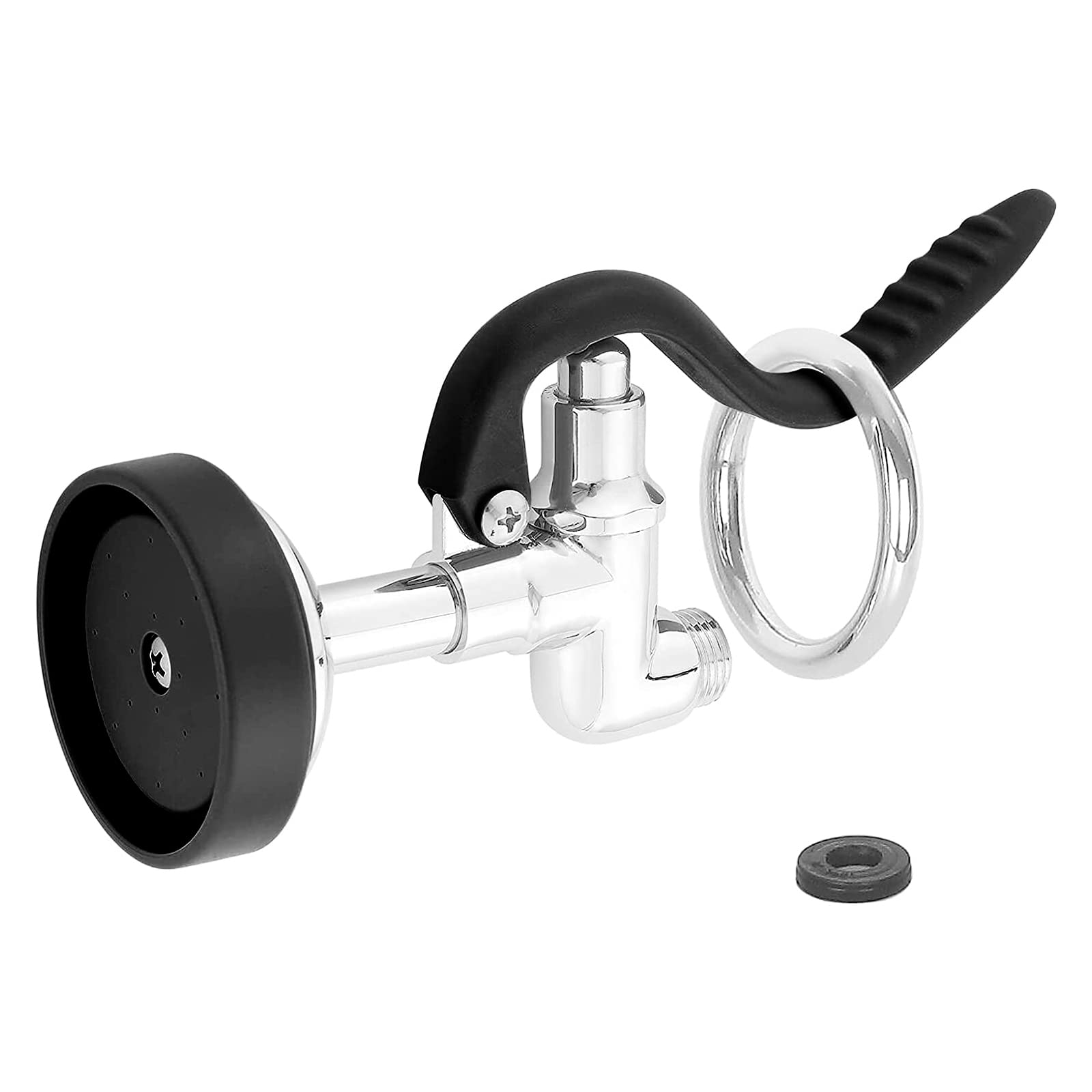 Jzbrain Pre Rinse Spray Valve Commercial Kitchen Sink Faucet Sprayer Head 1.42 Gpm High Pressure Washing Sprayer Nozzle Replacement Kit For Pre Rinse Faucet Chrome Polished (Black)