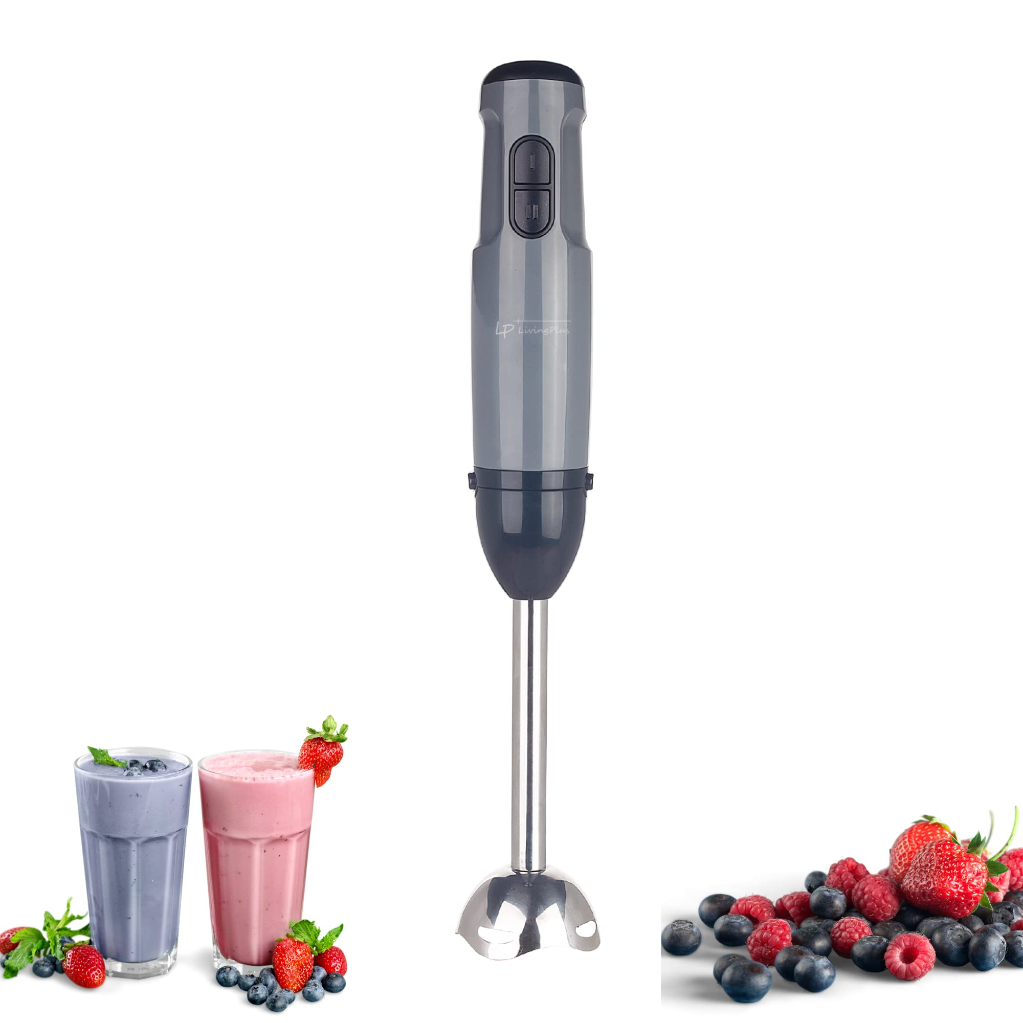 Lp Living Plus Powerful Electric Hand Blender, 400W With Two Speed Control, Detachable Base, Kitchen Blender For Smoothie, Puree, Coffee