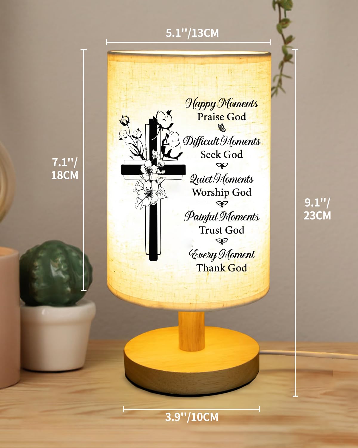 Gorgifty Christian For Women Faith, Inspirational Fabric Table Lamp , Christmas Birthday For Women, Men, Sister, Friends, Religious For Women, Bedside Table Lamp