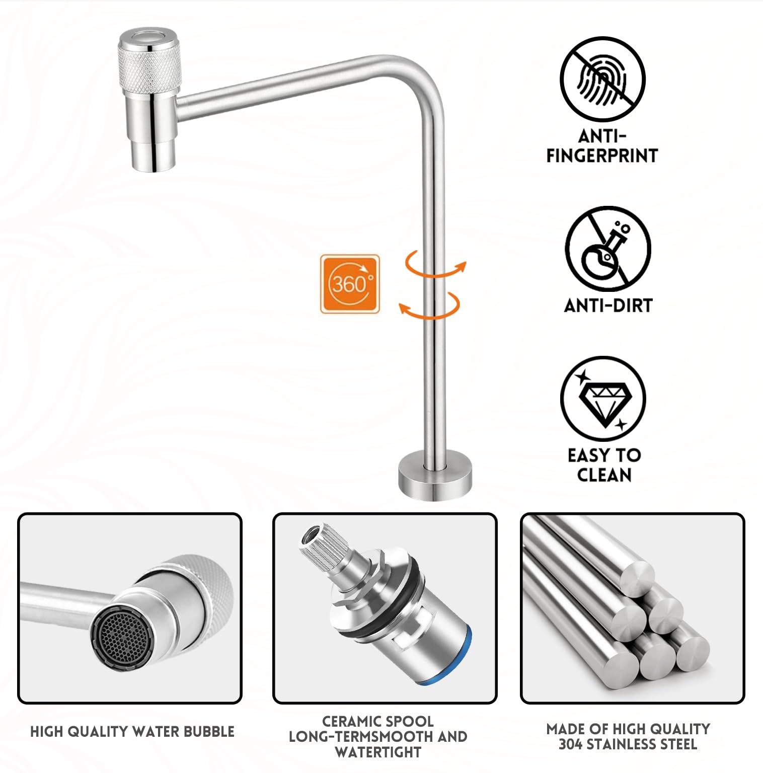 Gonabos Drinking Water Faucet For Kitchen,Large Water Volume Reverse Osmosis Faucets,Lead- Stainless Steel Water Filter Faucet For Ro Drinking Filtration Systems Beverage Faucet, Brushed Nickel