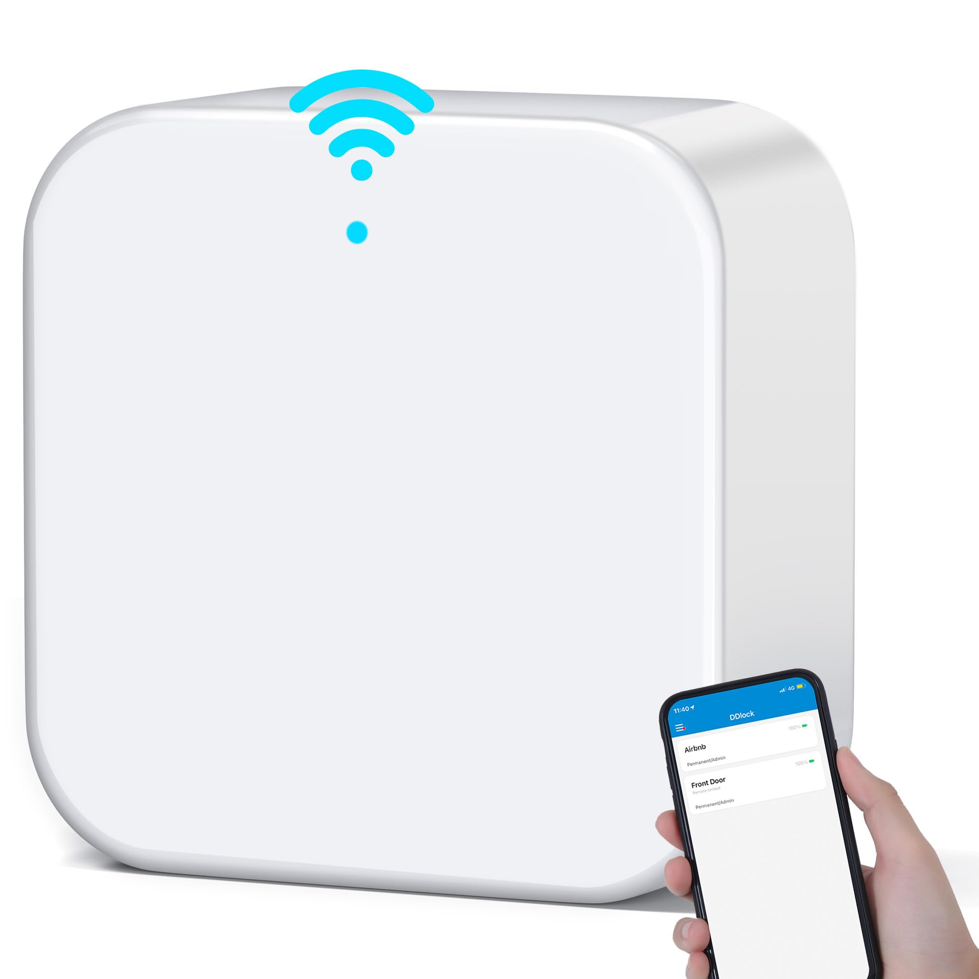Zowill Smart Lock Wifi G2 Gateway, Remote Control & Management For Smart Door Lock Via Ddlock App, Wi-Fi Bridge Compatible With Alexa & Google Home For Voice Control