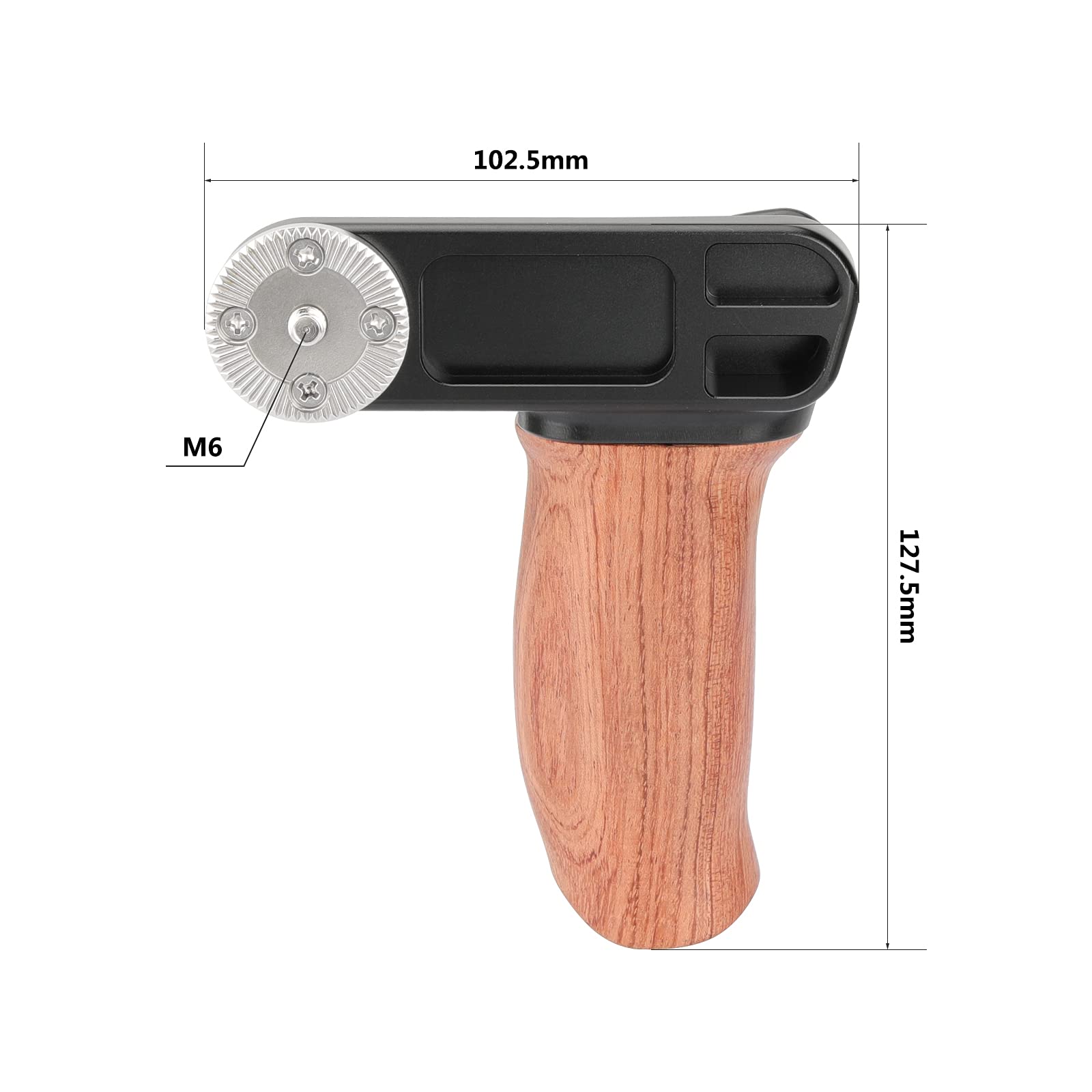 Camvate Ergonomic Wooden Hand Grip With Rosette M6 Thread Screw Connection For Camera Shoulder Mount Rig(Left Hand) - 2926