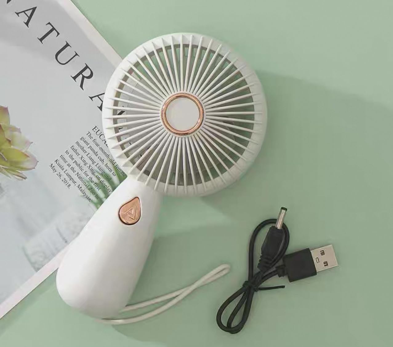 Pack Of 2X Portable Handheld Fan Led Portable Fan Hand Fan Rechargeable Light Up Tech Mini Hand-Held