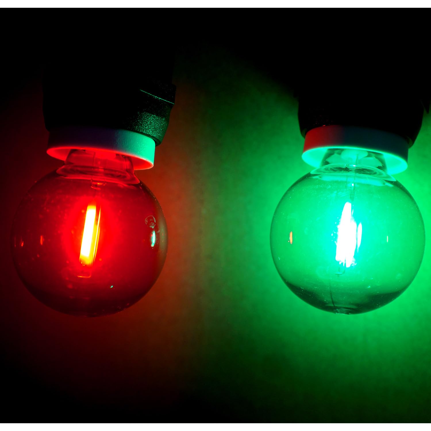 Guileduo 25 Pack G40 Led Red And Green Light Bulbs, 1 Watt Colored String Lights, Plastic Shatterproof E12 Base, Outdoor Replacement For Christmas Halloween, 120 Volt