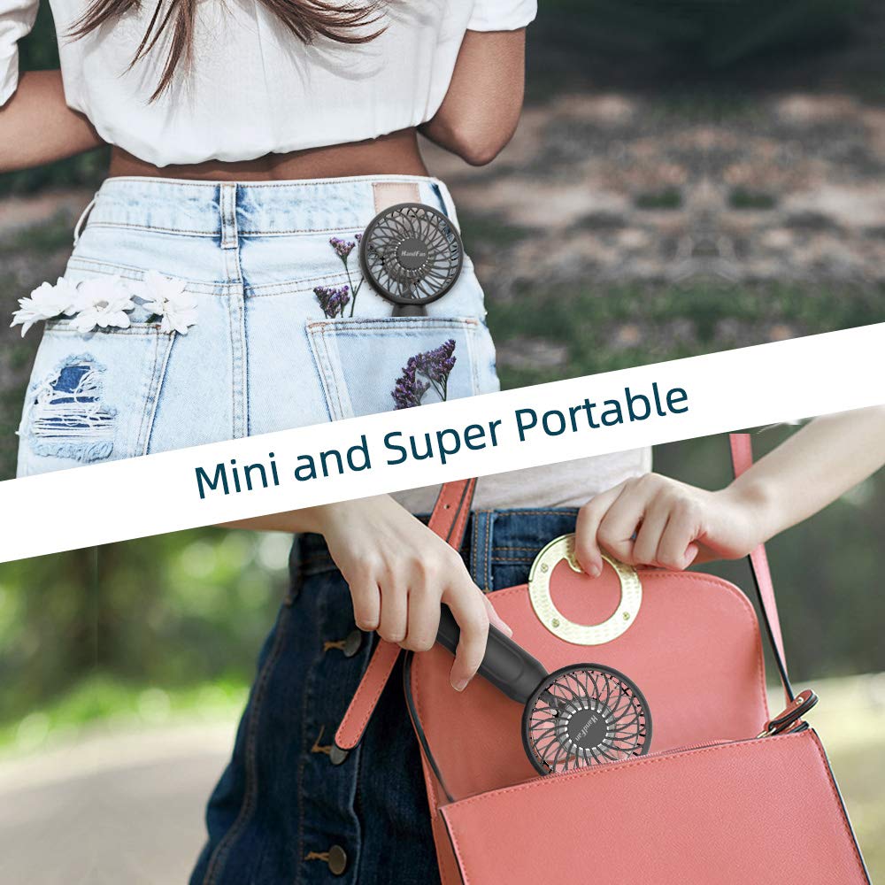 Handfan Mini Portable Handheld Fan, 3-Speeds Usb Rechargeable Pocket Fan With Natural Wind Mode