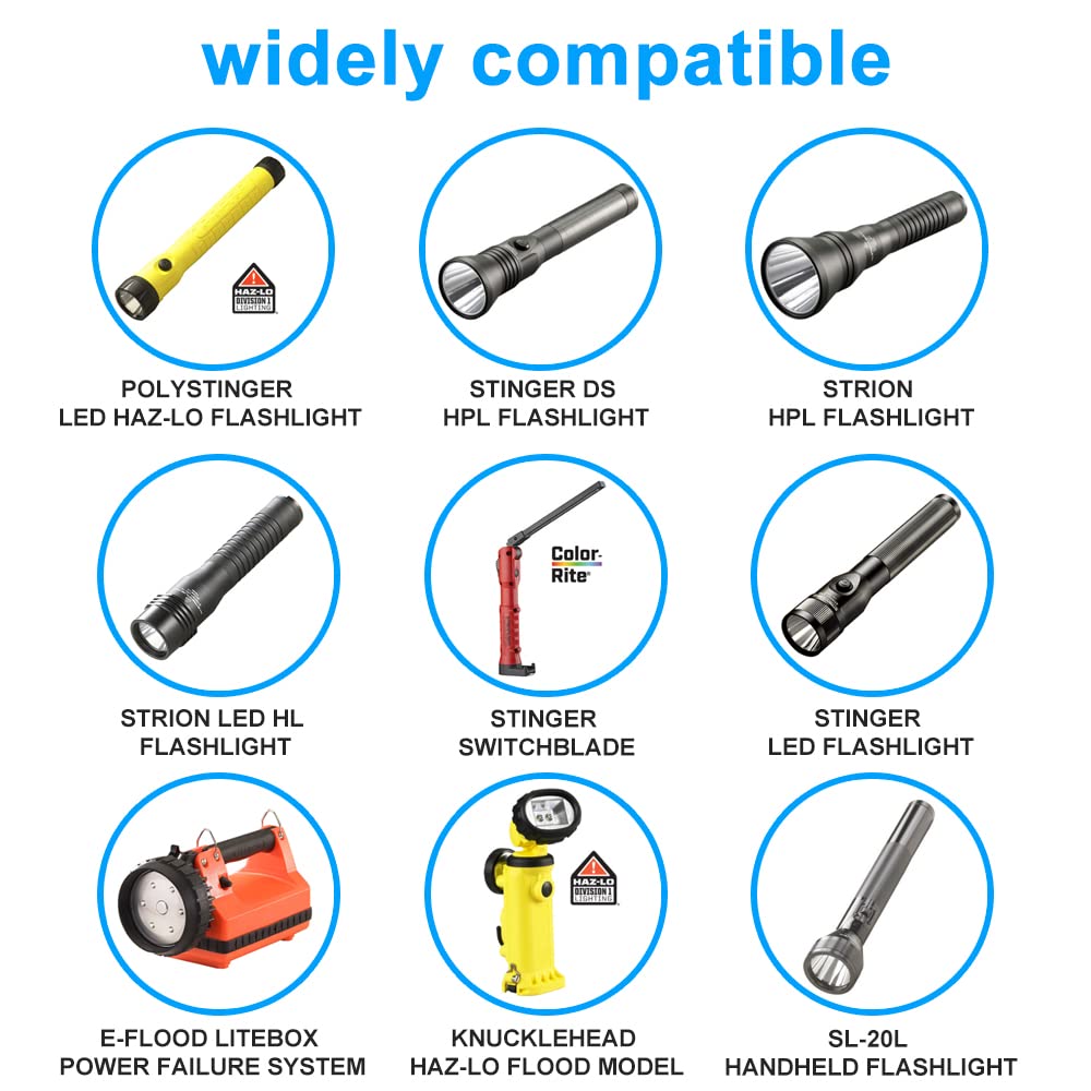 Bensn Flashlight Base Charger Power Cord Compatible With Streamlight Stinger Hp Ds Hpl Classic Xt Series, Strion Led Hl, Survivos, Litebox, Kuncklehad