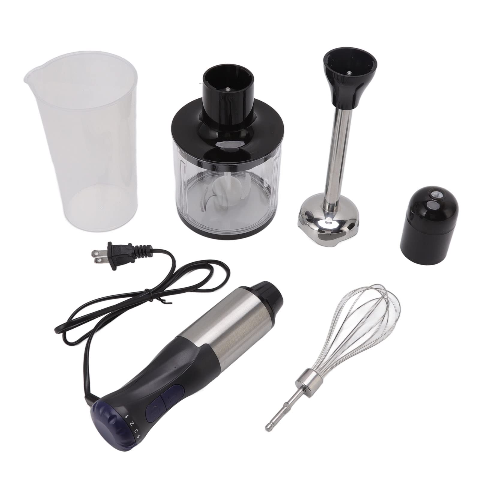 Gowenic 4 In 1 Immersion Blender, Electric Chopper With Meat Grinder And Veggie Chopper, Emulsion Blender With Chopper, Egg Whisk Attachment, Milk Frother, 700Ml Mixing Beaker