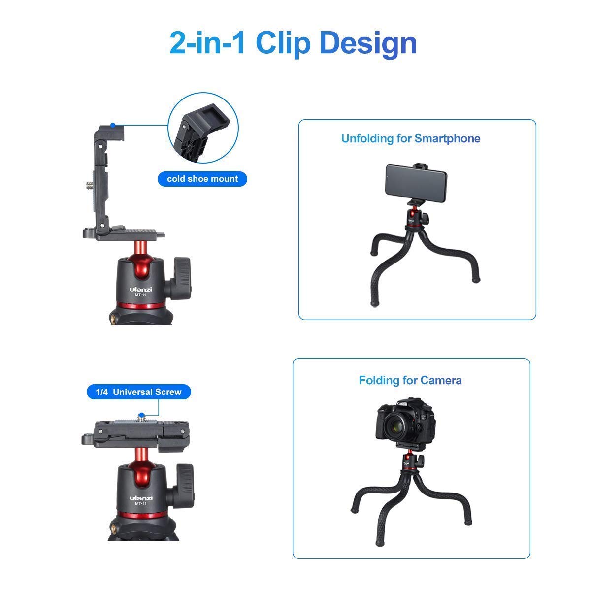 Ulanzi Camera Tripod Flexible + Cute Lite Waterproof Light