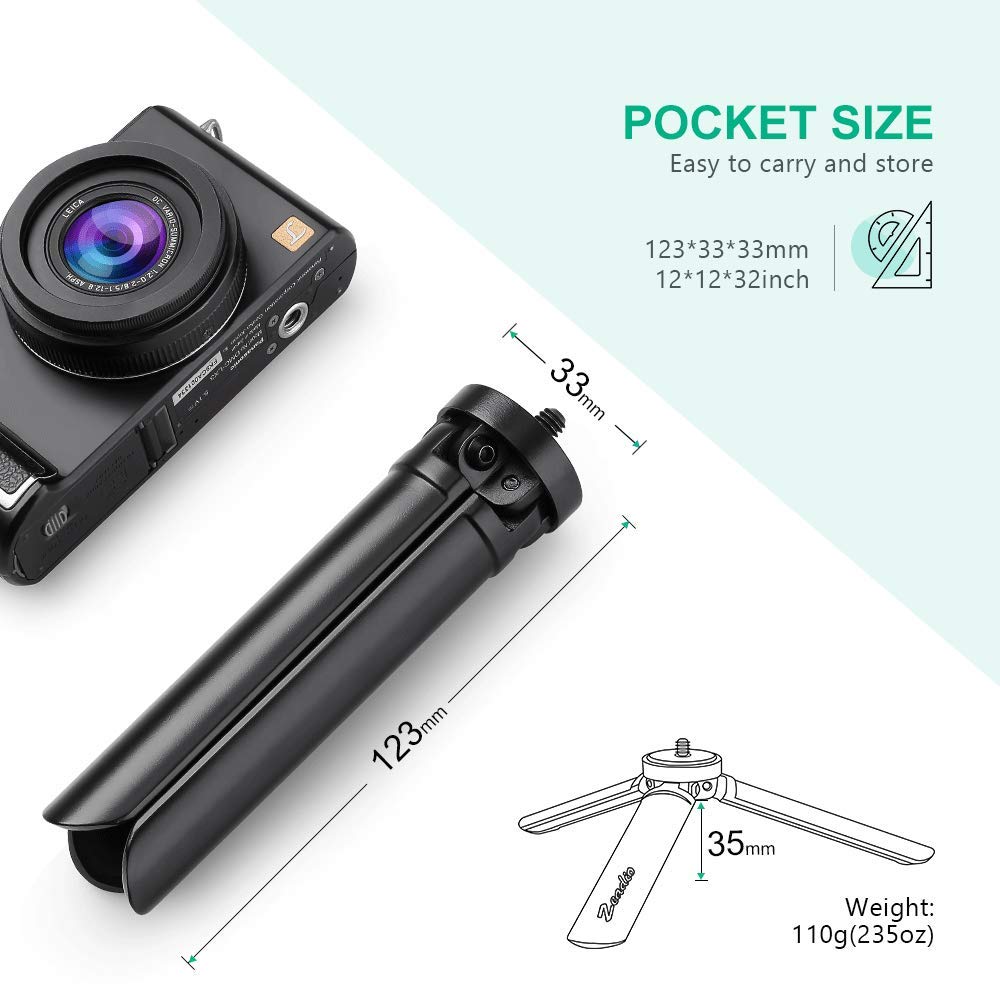 Zeadio Metal Mini Tripod, Max Load 20Kg/44Lb, Desktop Tabletop Stand Tripod, Fits For Smooth 4, Crane Plus, Crane 2, Osmo Mobile, Ronin-S, Vimble 2, Gimbal Handle Grip Stabilizer And All Cameras