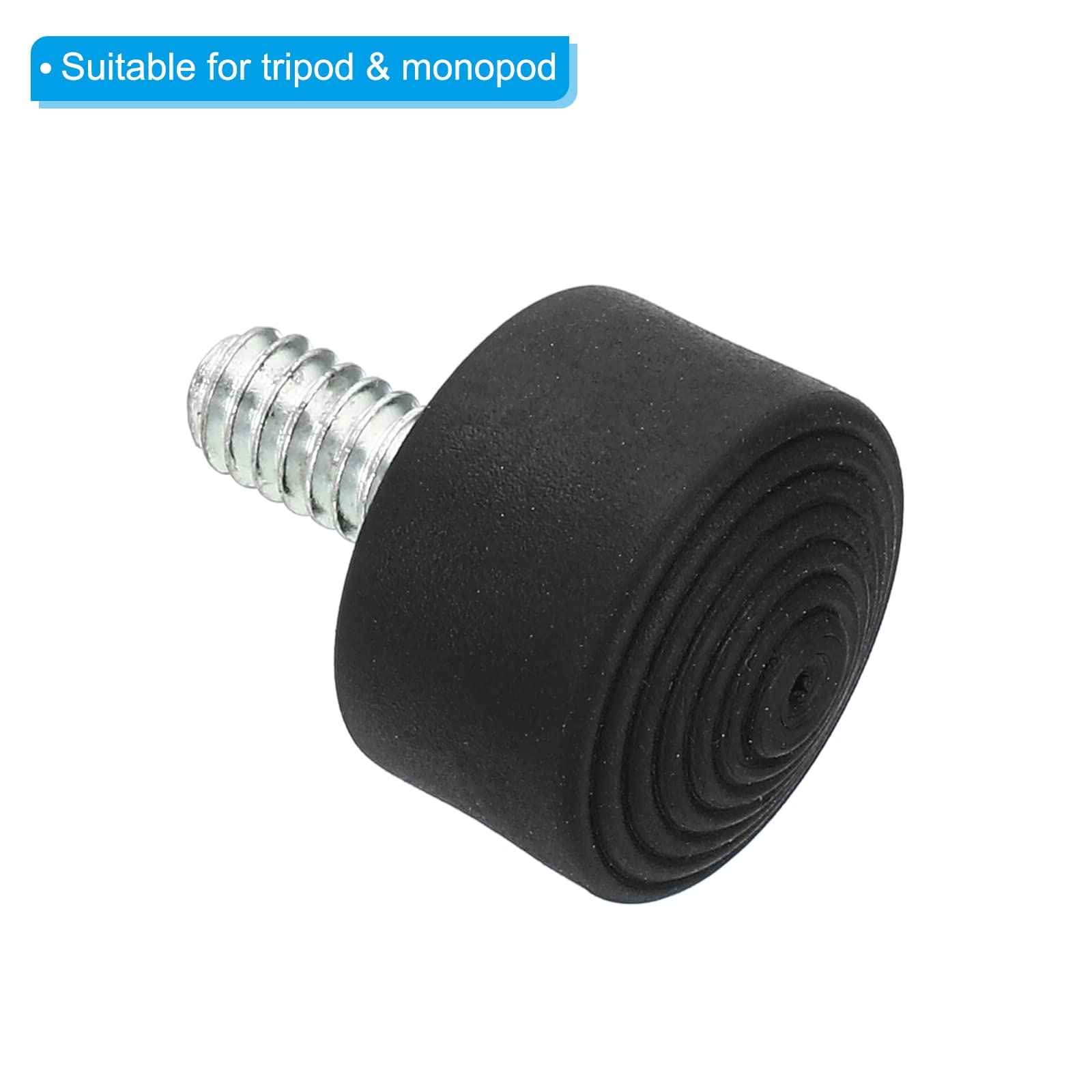 Patikil Universal 1/4" X 1" Rubber Tripod Feet, Anti-Slip Tripod Replacement Parts For Camera Tripods Monopod, Black
