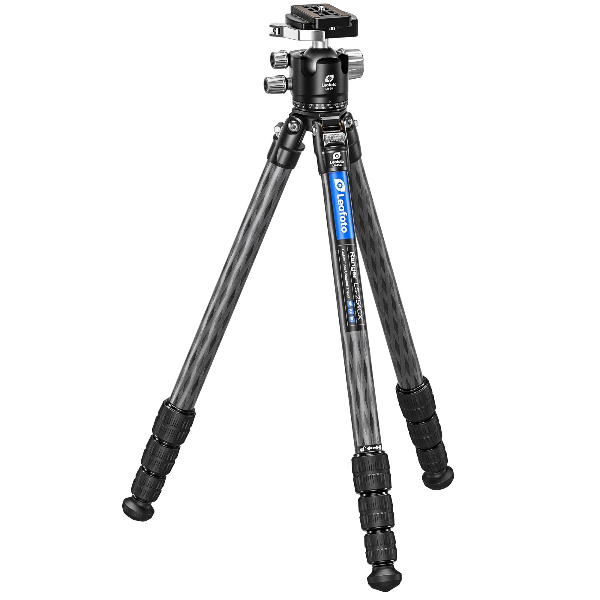 Leofoto Professional Camera Tripod, 50" Compact Carbon Fiber Tripod For Dslr Video Camcorder, 4 Leg Sections, 360° Ball Head, Max Load 8Kg/18Lb (Ls-254Cx+Lh-36Lr)