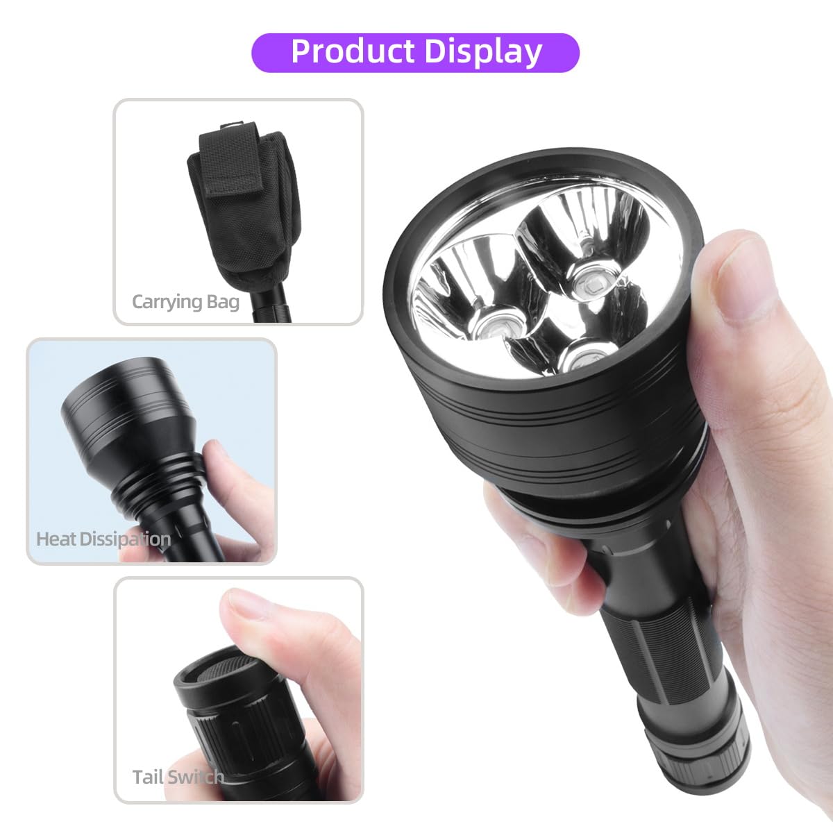 Waklyte Black Light Uv Flashlight, High Power Blacklight Flashlight Rechargeable, 385-395Nm Wavelength Beam Best For Pet Urine Detection, Scorpion, Resin Curing, Bed Bug