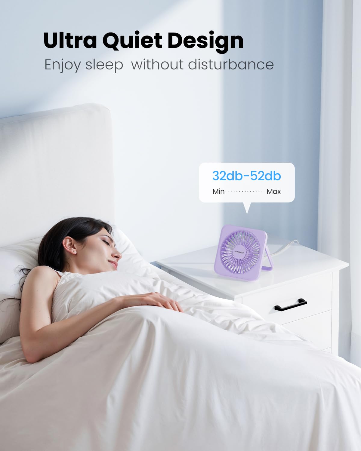 Gaiatop Usb Desk Fan, 5 Inch Small Portable Table Desktop Fans With Strong Wind Ultra Quiet 3 Speeds