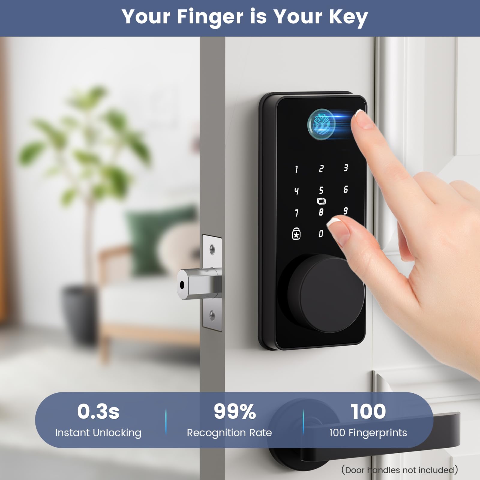 Biquole Keyless Entry Door Lock, Smart Lock With Keypad, Auto & One Touch Lock, Smart Locks For Front Door Easy Installation, App Control,Anti-Peeking Password, Fingerprint