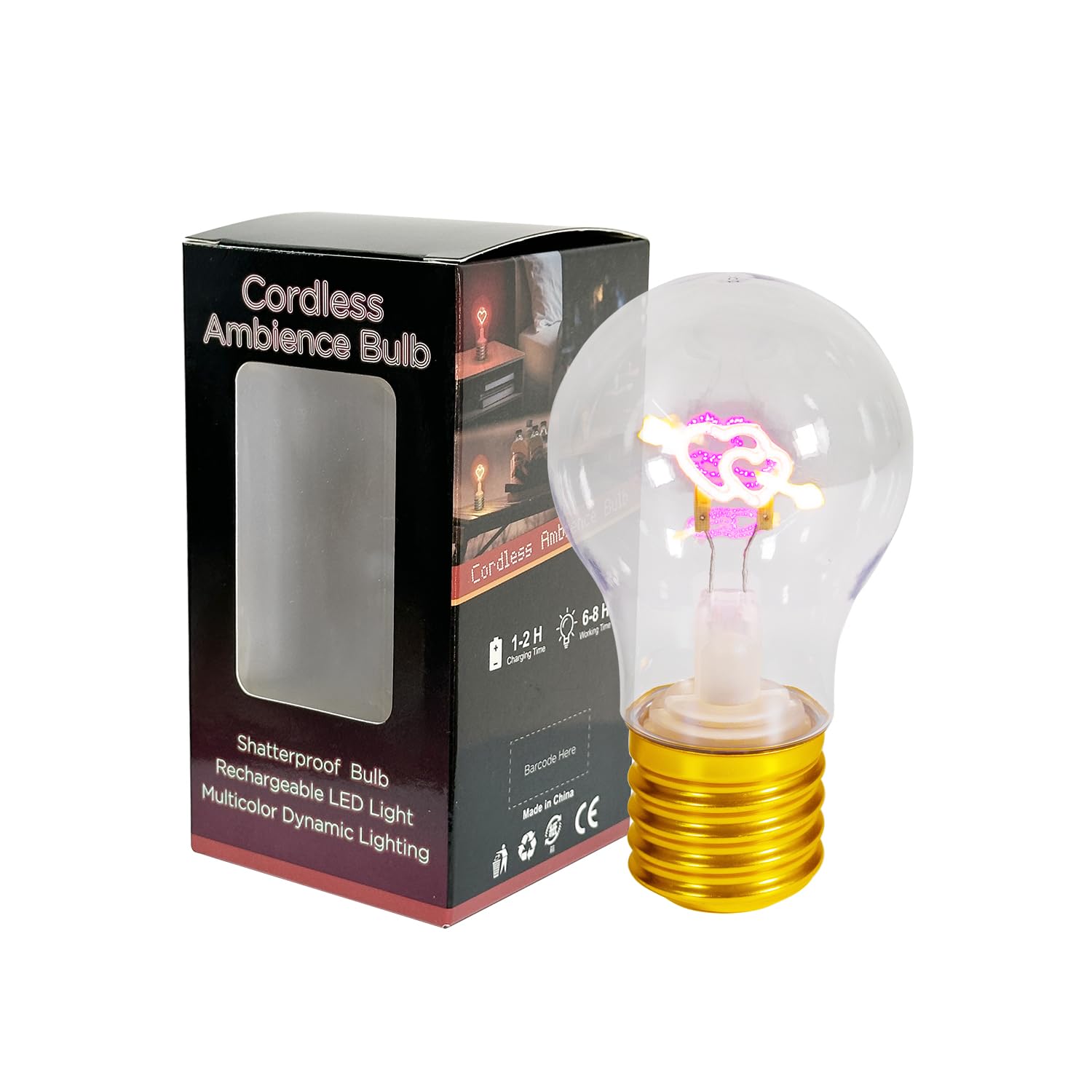 Yufaltrinx Heart Cordless Ambience Light Bulb, Pink, Usb Rechargeable Led Table Lamp, Night Light For Valentine'S Day, Wife, Girlfriend, Wedding, Home Decor Little Moon Light Lamp, 3 Brightness Settings