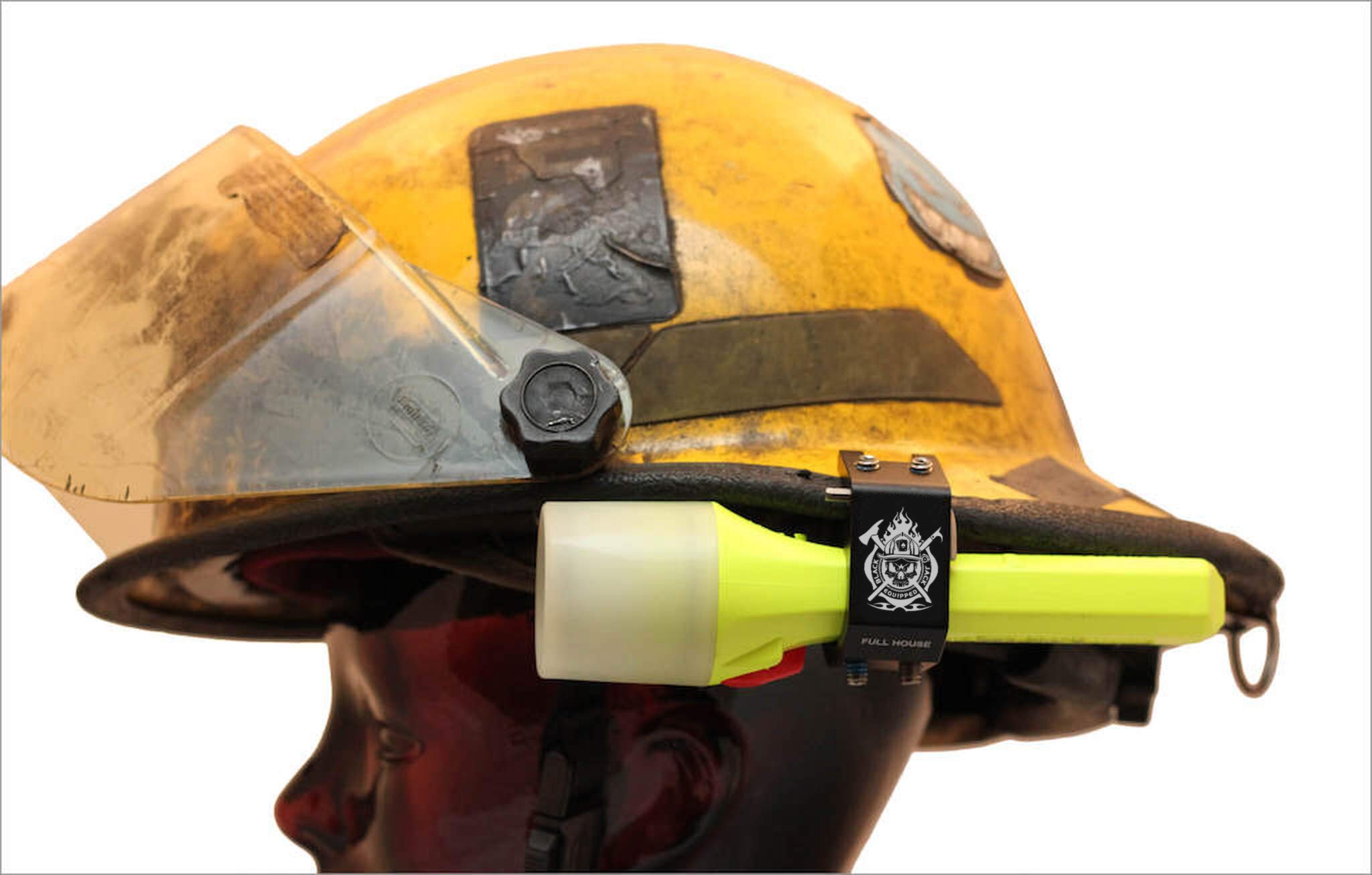 Fire Cam Blackjack Firefighter Helmet Aluminum Flashlight Holder (Full House)