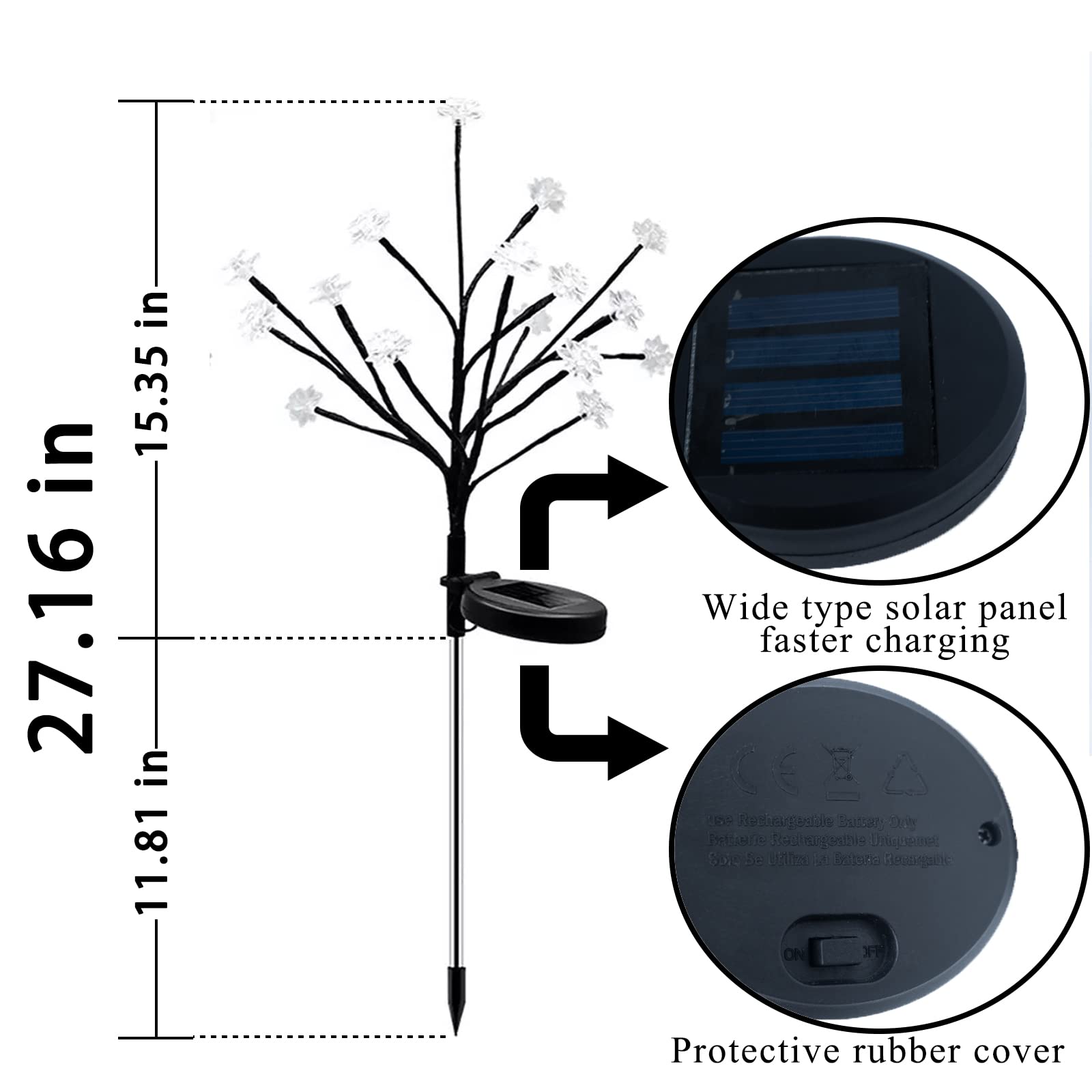 Tigrelight 2 Pack Solar Flowers Lights Outdoor Garden Decor, 40 Led Solar Garden Lights Decor For Outside, Solar Outdoor Fairy Lights Decorations For Yard, Outdoor, Patio, Pathway(Warm White)