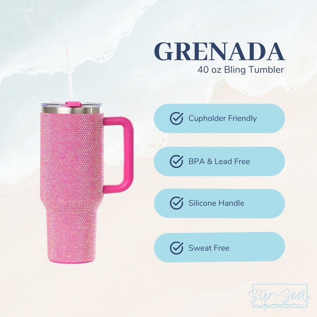 Grenada 40Oz Rhinestone-Encrusted Insulated Tumbler - Premium Bling Stainless Steel Water Bottle