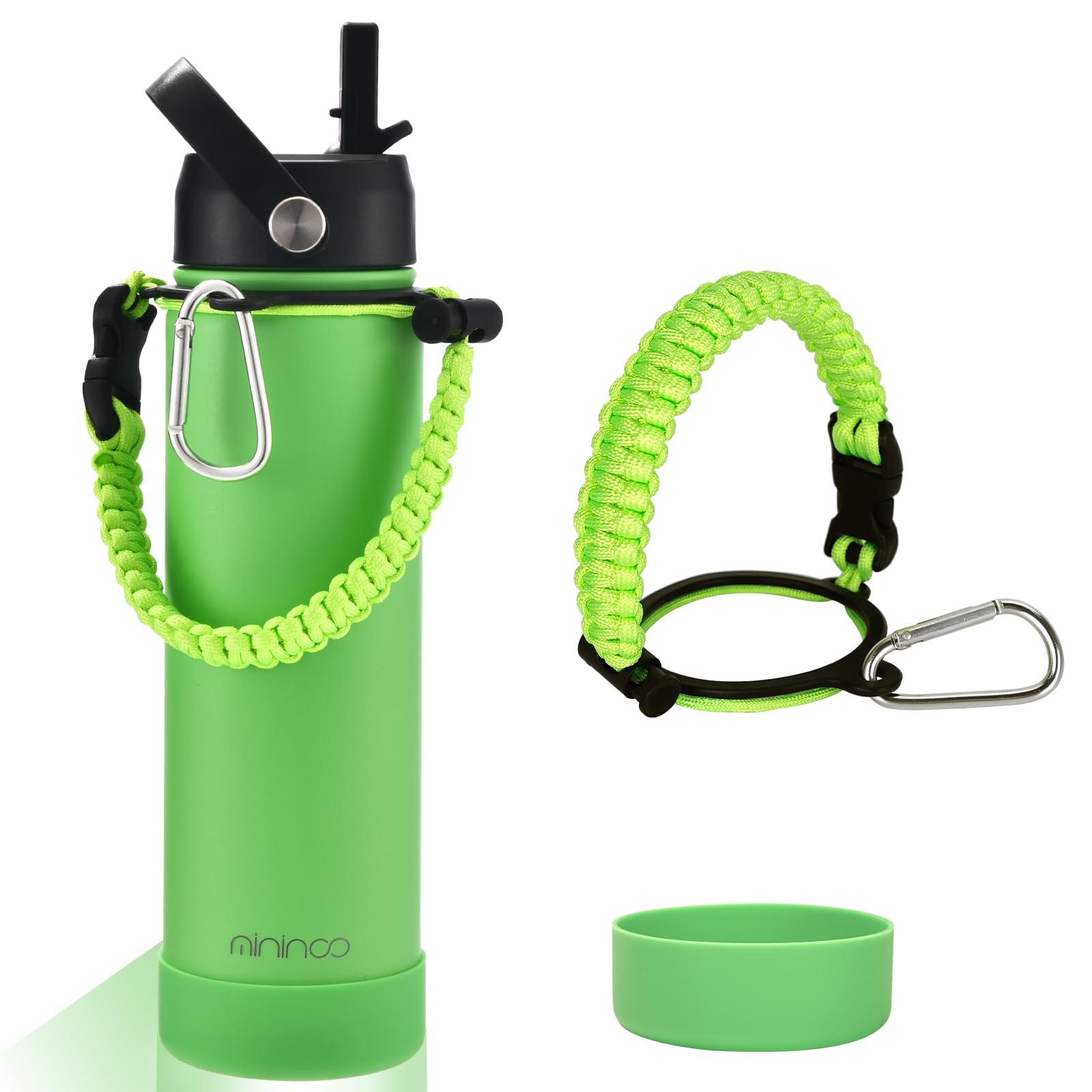 Mininoo 24 Oz Insulated Water Bottle With Straw, Stainless Steel Double Wall Vacuum Thermos