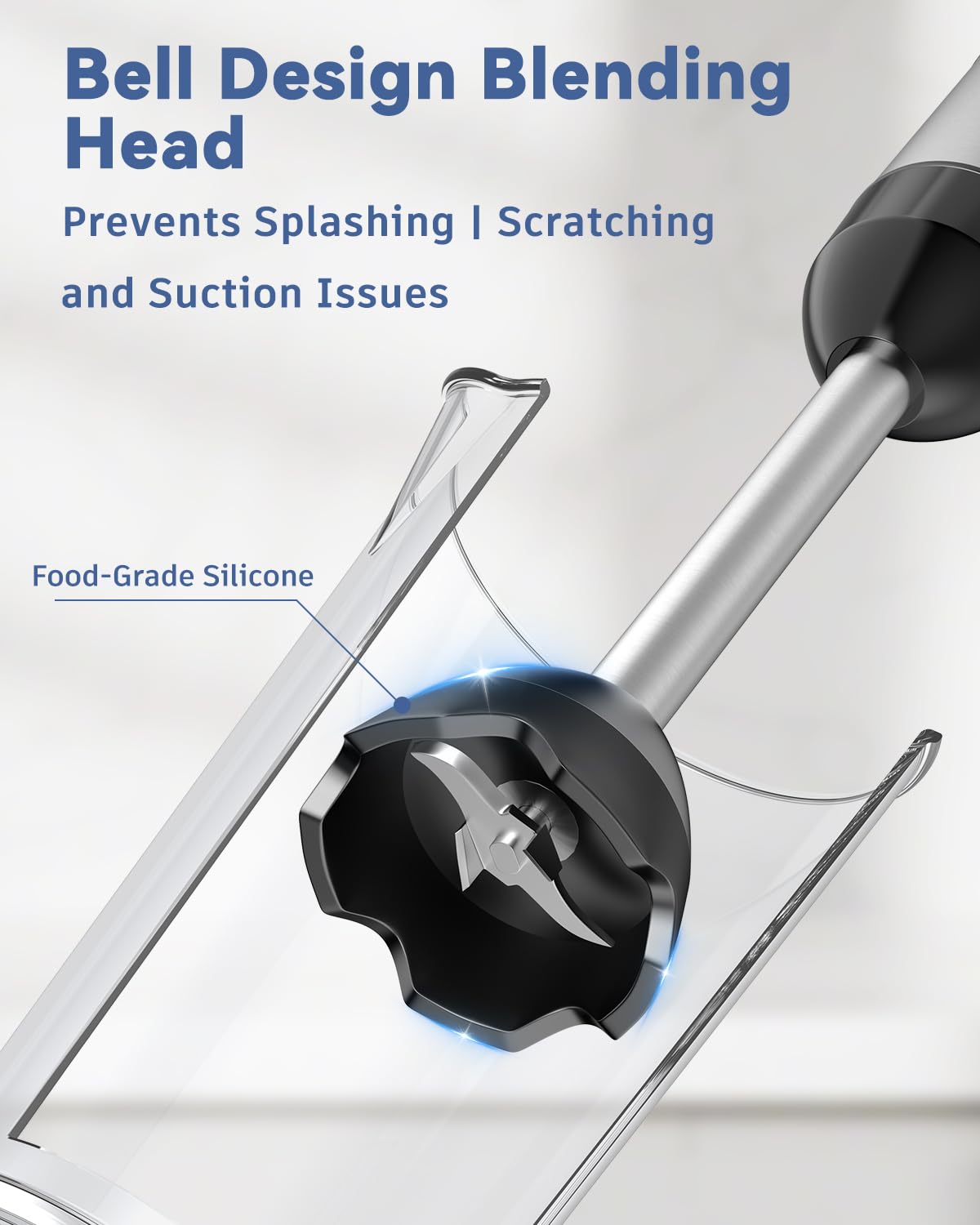 Linkchef 7 In 1 Immersion Blender Handheld, 800W Hand Blender Set, Scratch Resistant With 2 Titanium Steel Blades, 20 Speed And Turbo Mode, Includes Whisk, Milk Frother, Food Processor & Beaker