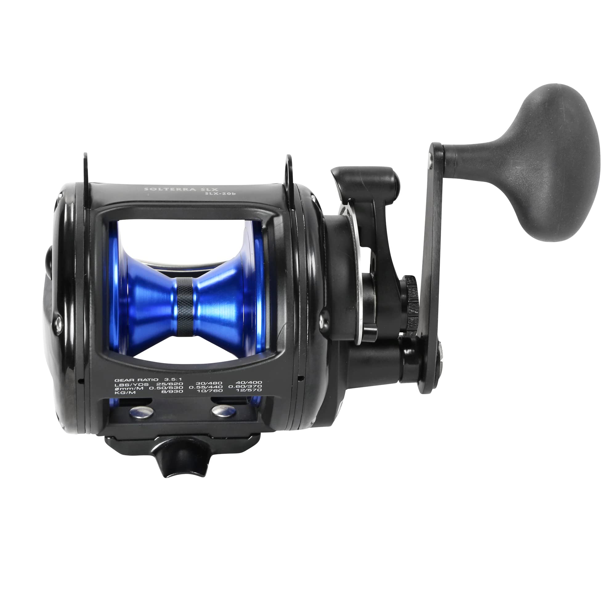 Okuma Solterra Slx Single Speed Closed Frame Lever Drag Saltwater Trolling Reel, Slx-20B, 480Yds-30Lb,Black