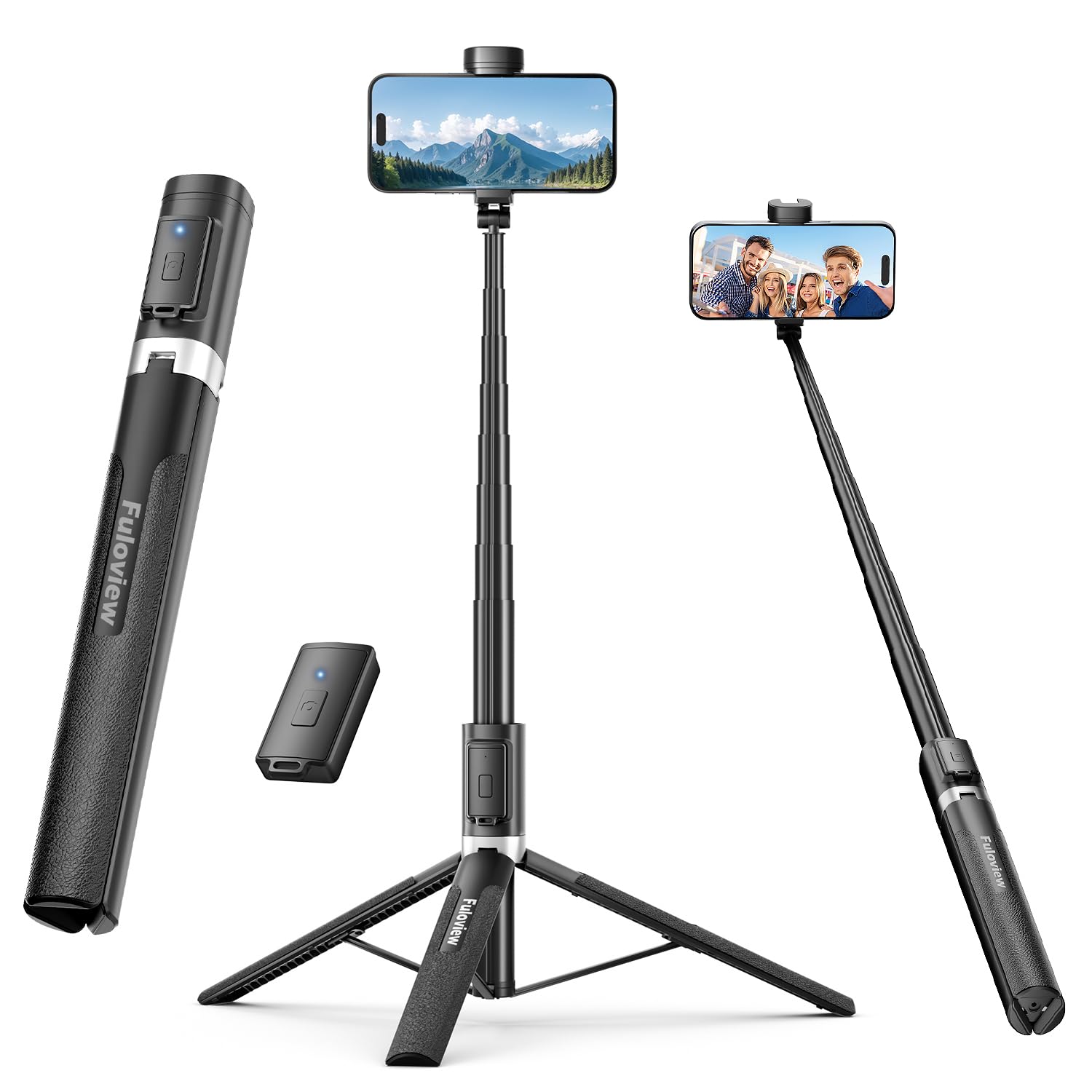 Fuloview 60'' Selfie Stick Tripod,Tripod For Iphone Wireless Remote For Selfies,Group Photograph,Video Recording. Phone Stand Compatible With Iphone Android Phone,Camera