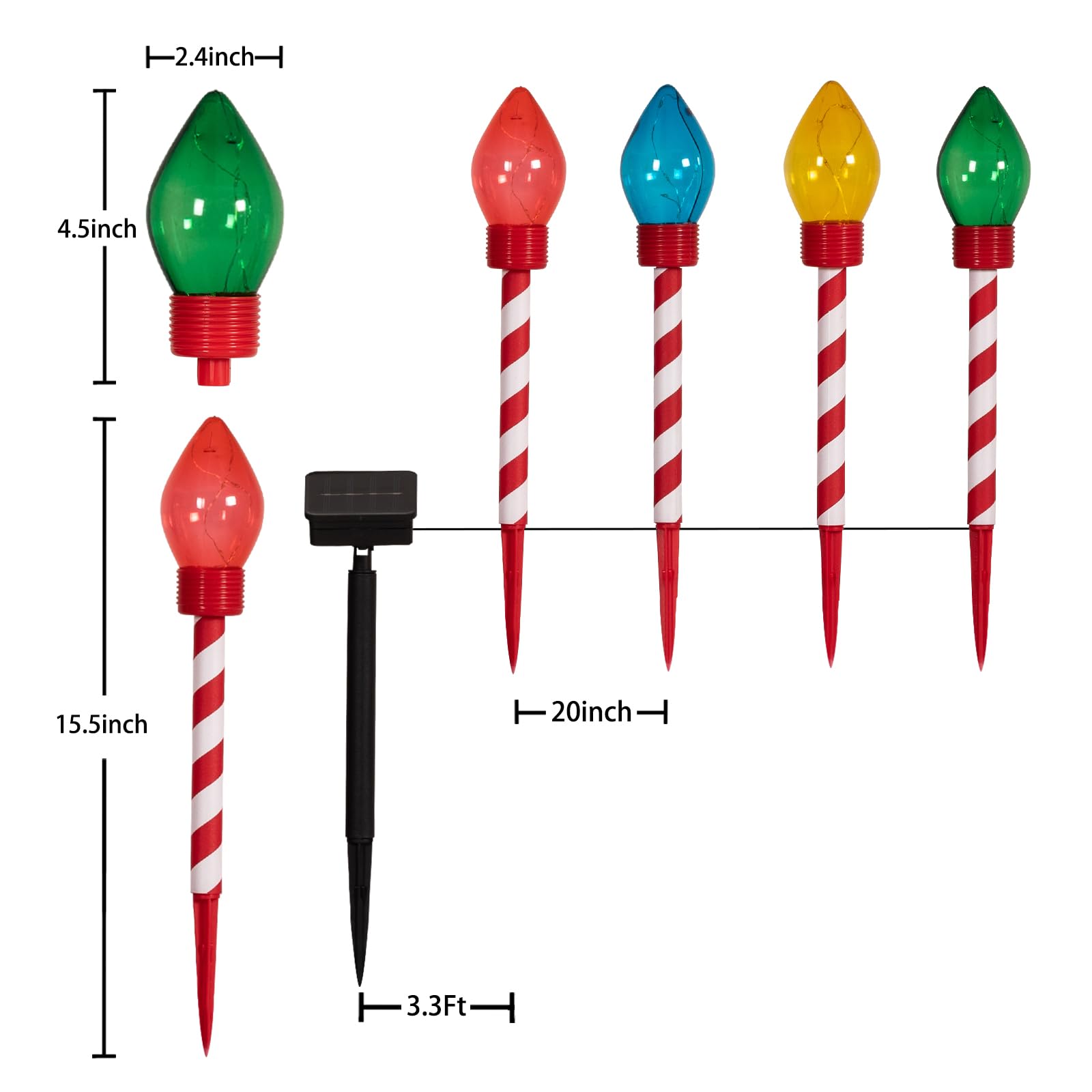 Huyieno 4Pack Solar Christmas Lights Multicolored Light Bulb Outdoor Garden Decorations Landscape Led Lights For Christmas Walkway Driveway Lawn Decor