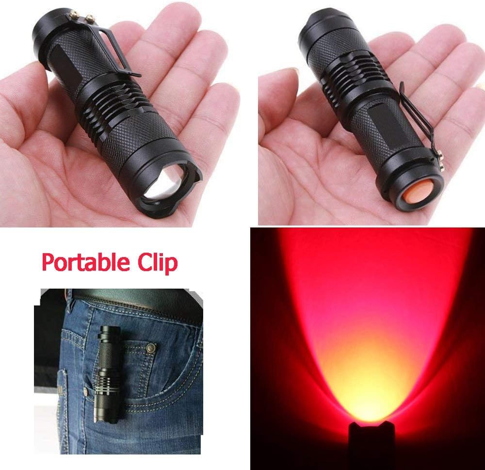 Wayllshine 4 Pack Single Mode Red Light Flashlight, Red Led Flashlight Torch For Astronomy, Aviation, Night Observation