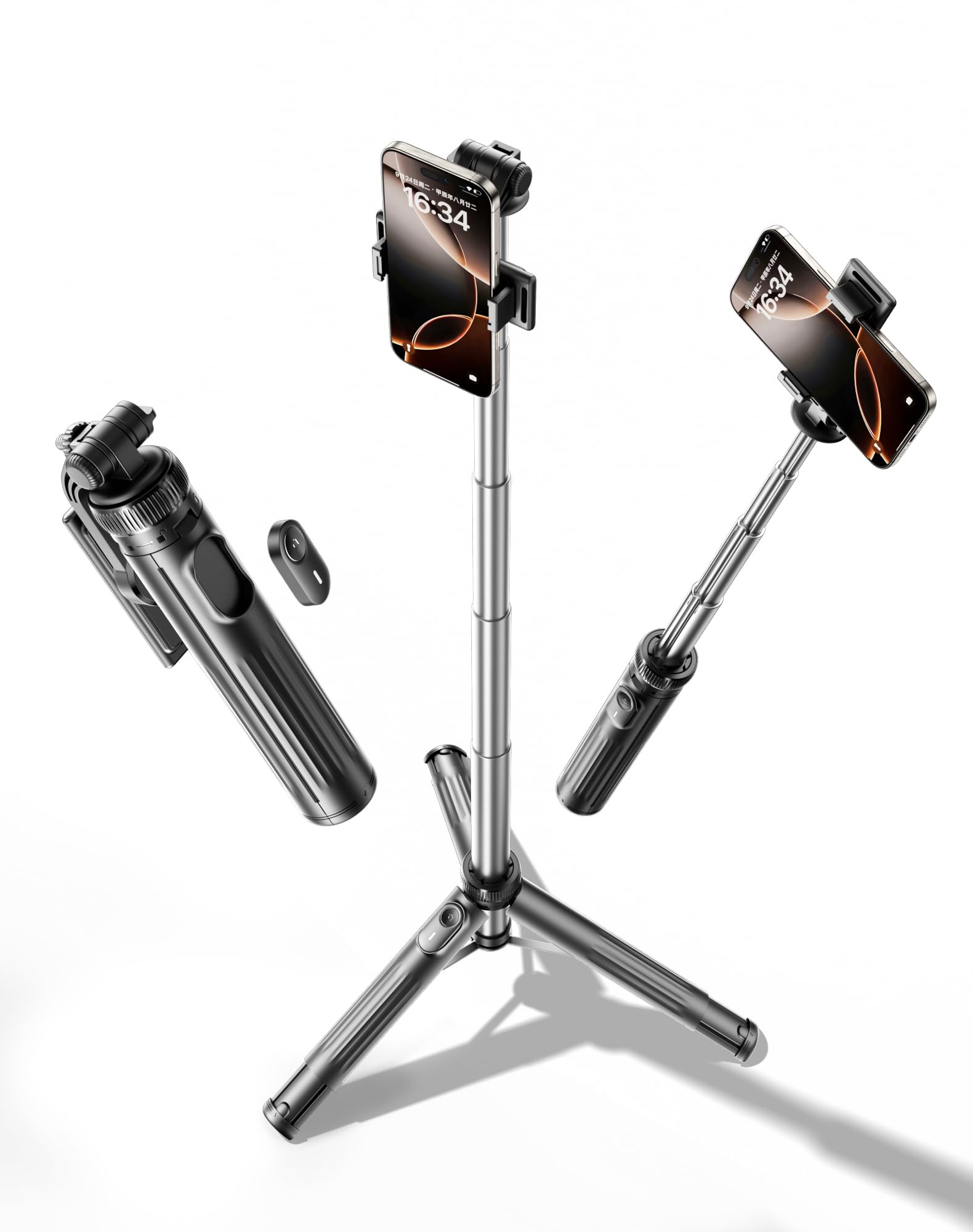Atkttop Mini But 67'' Selfie Stick Tripod For Iphone Android Compact Stable Telescopic Legs With Remote Control 1/4 Extension Interface, Anti-Shake Stability (Black, M17)